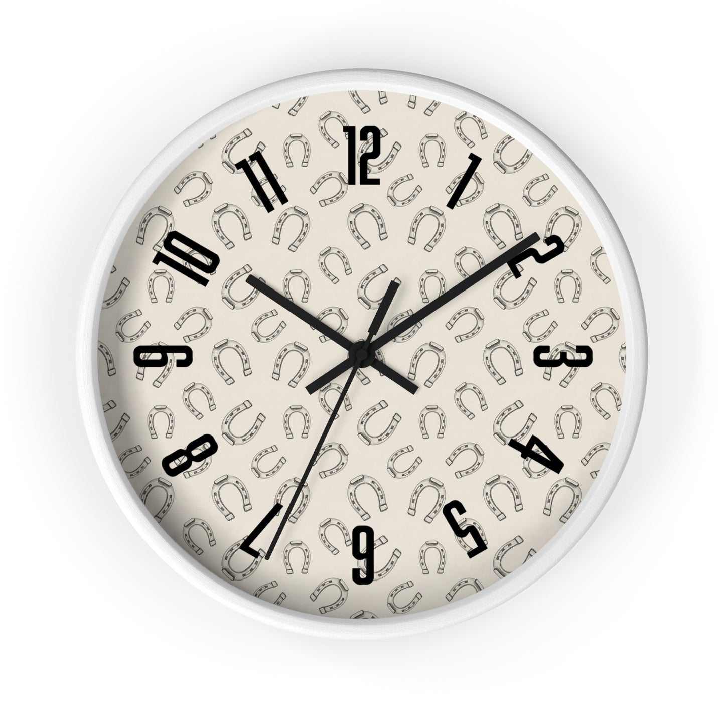 Horseshoe Pattern Wall Clock — Rustic Farmhouse Timepiece for Equestrian Lovers