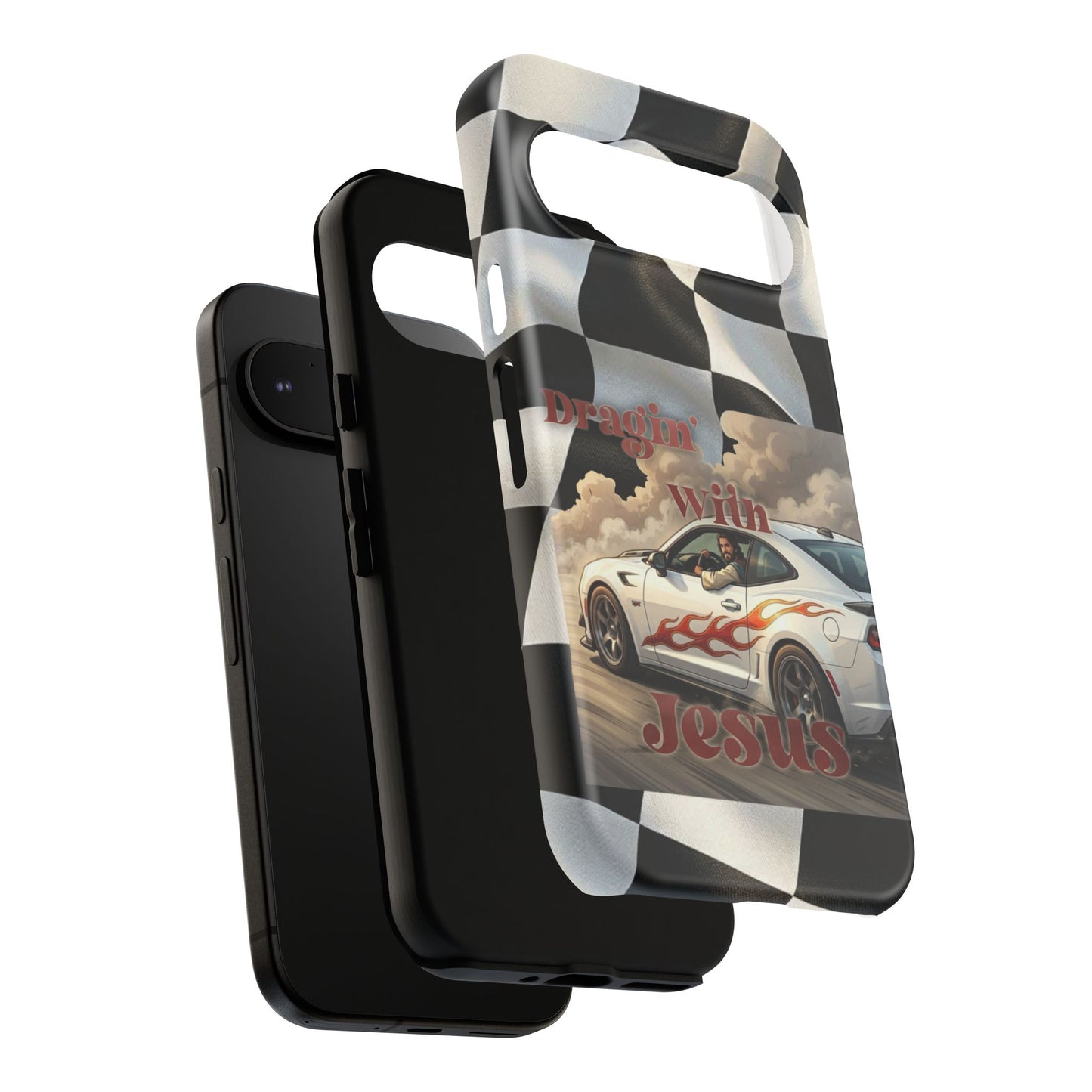 Phone Case — "Dragin' With Jesus" Racing Checkered flag - Samsung / Google phones