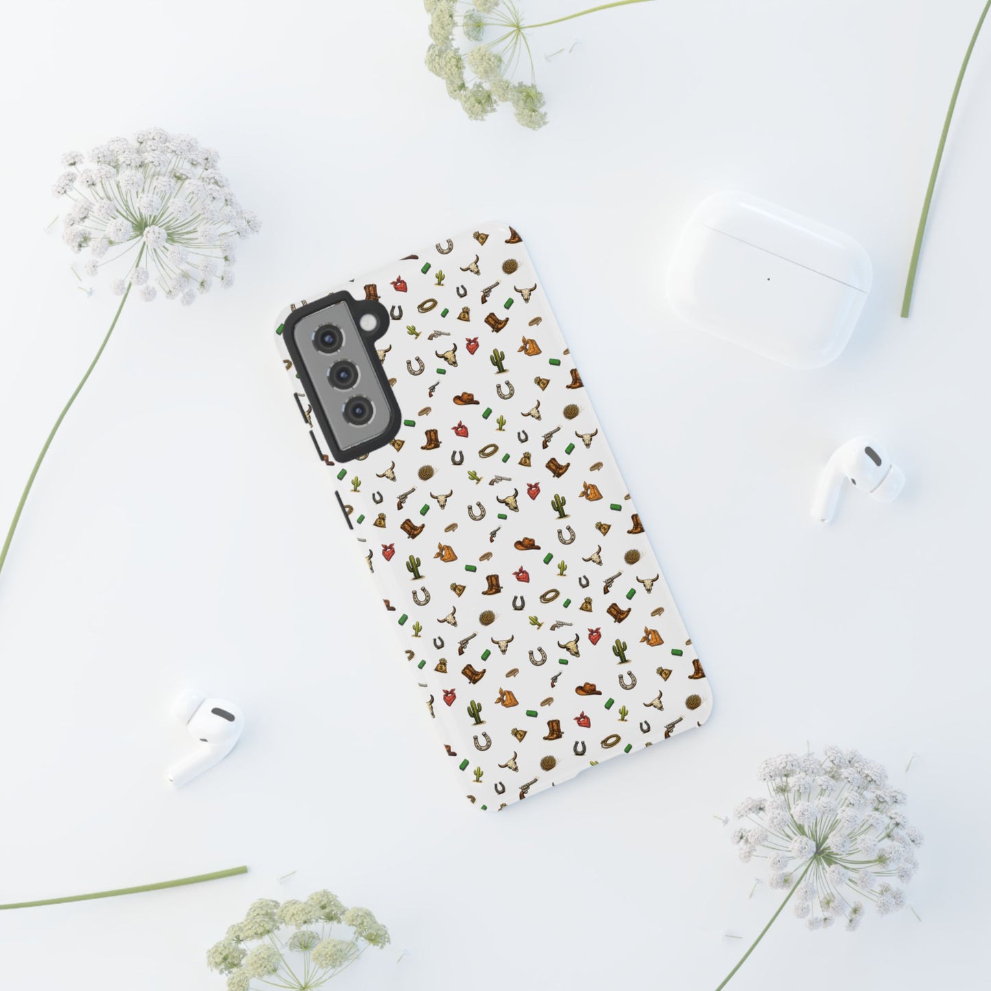 Western Pattern Phone Case — Cowboy Boots, Hats, Horseshoes & Cactus Tough Case