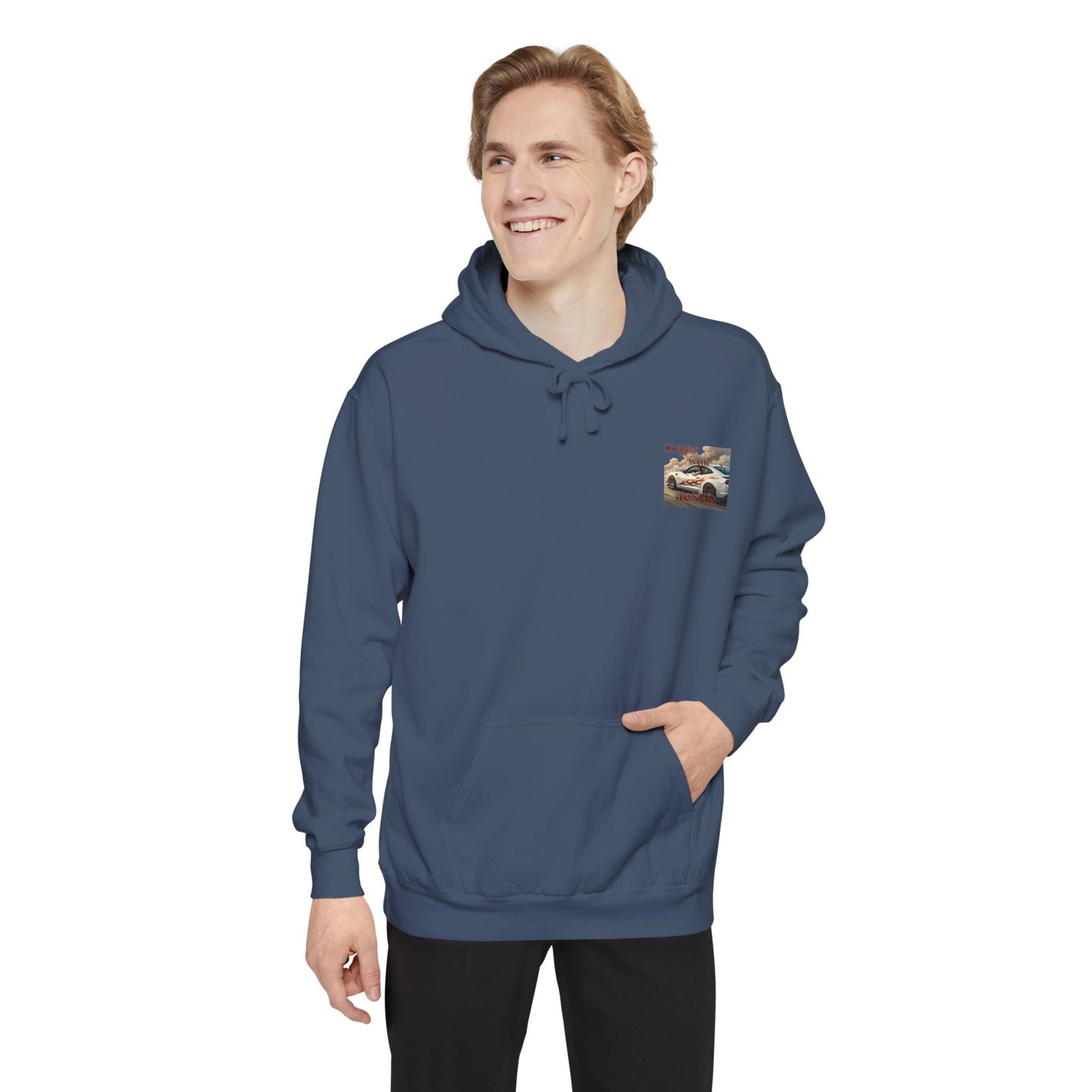 Dragin with Jesus Hoodie — Small Chest Print