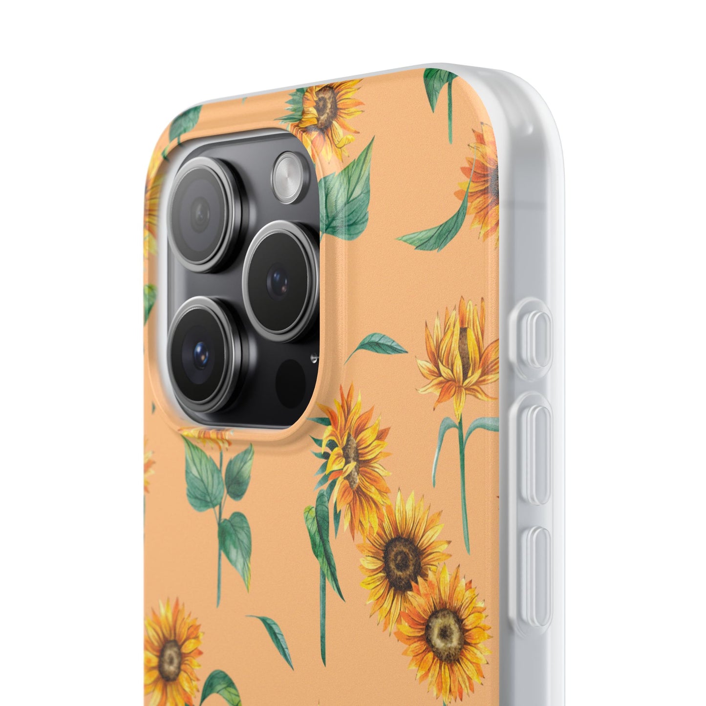 Sunflower Pattern Flexi Case — Floral Phone Case on Peach Background