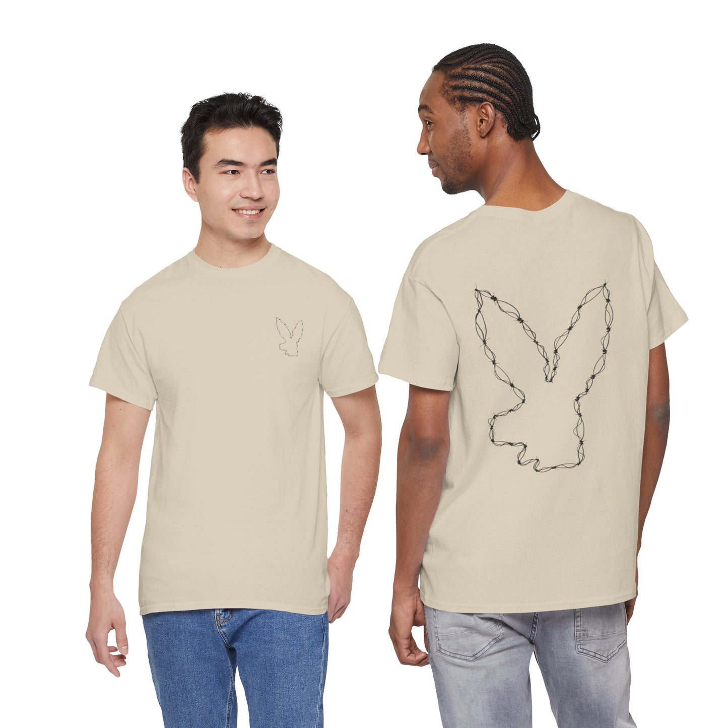 Bunny Outline Tee — Minimal Floral Rabbit Graphic T‑Shirt