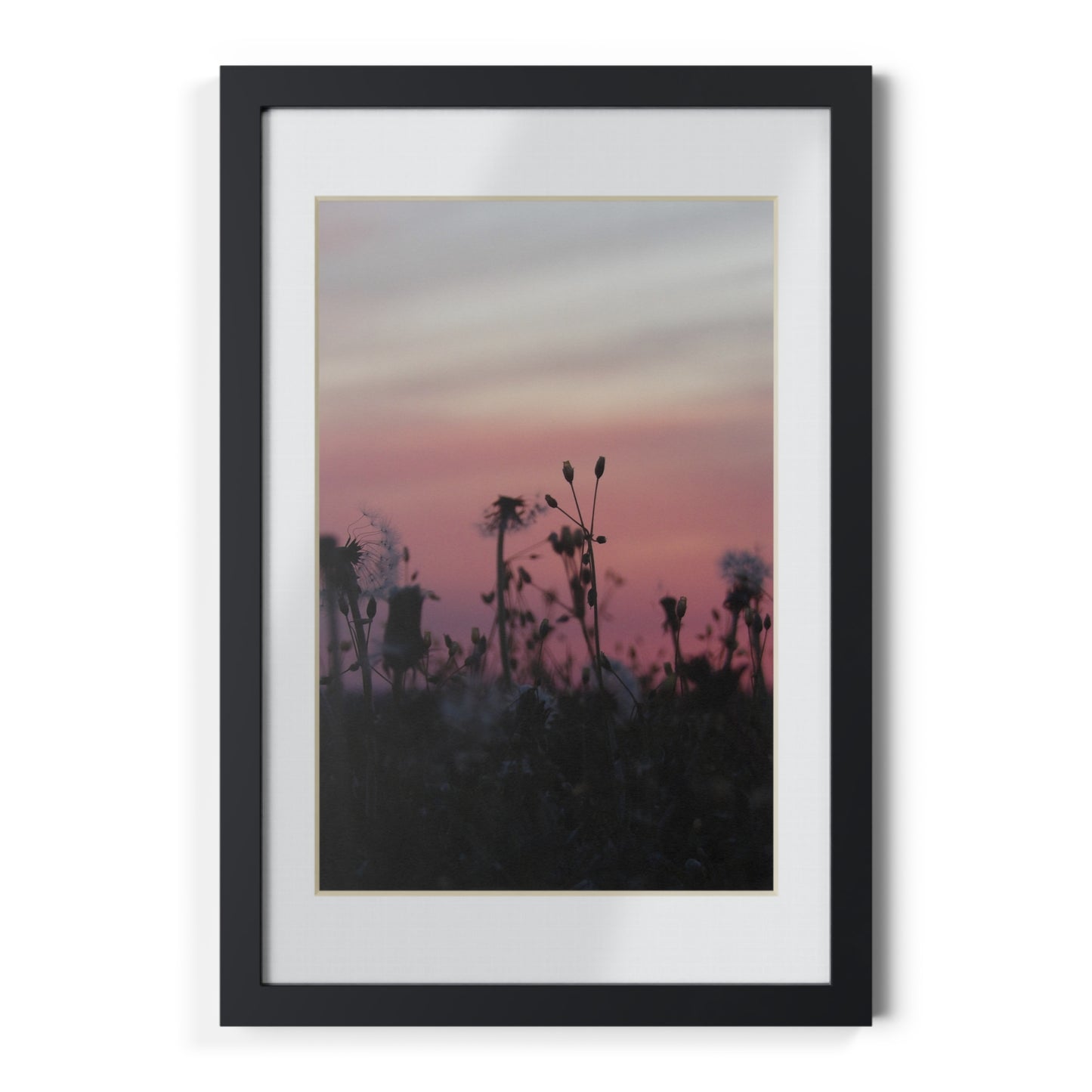 Sunset Wildflowers Framed Poster — Black Frame Wall Art