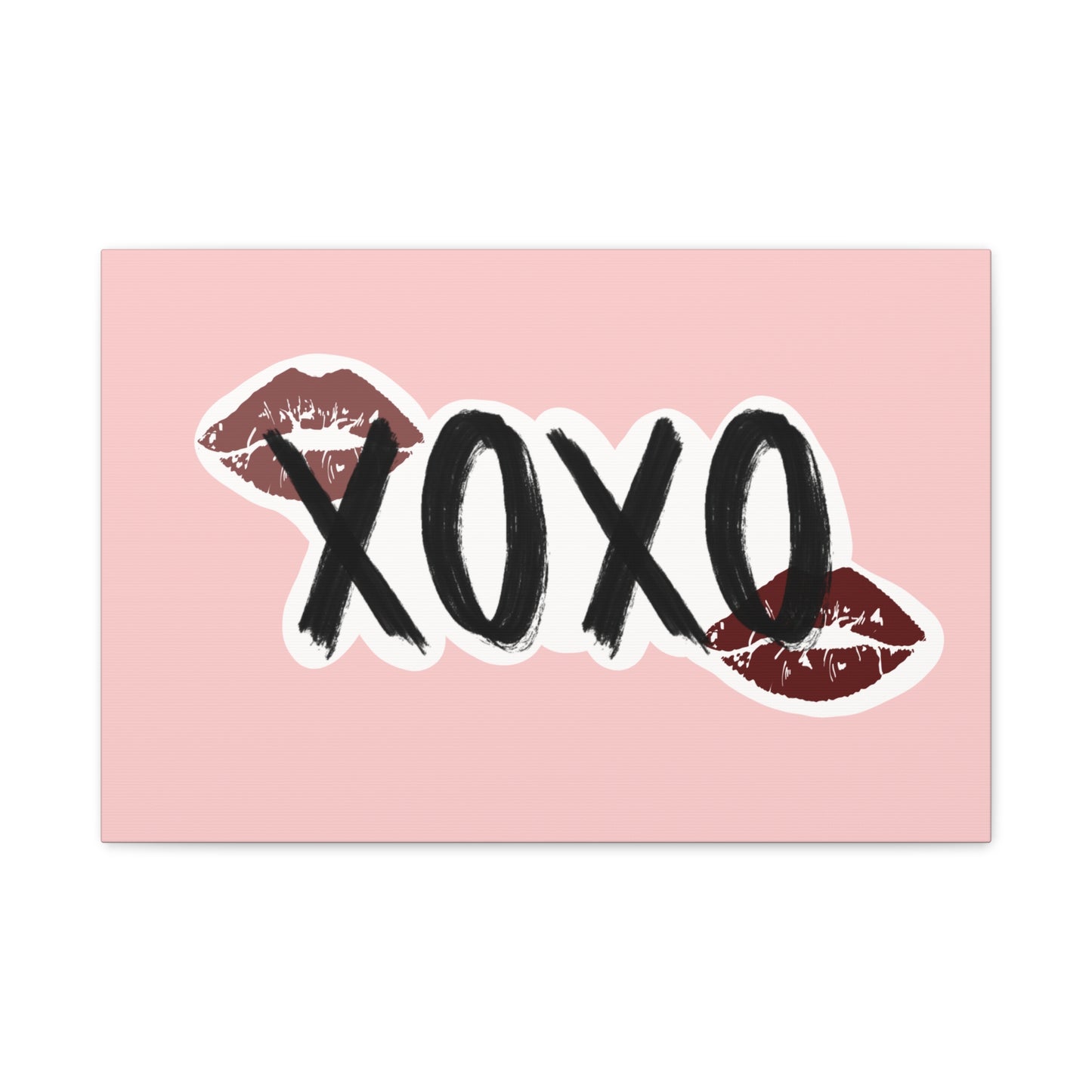 XOXO Kiss Wall Canvas — Pink Romantic Home Décor for Valentine’s Day