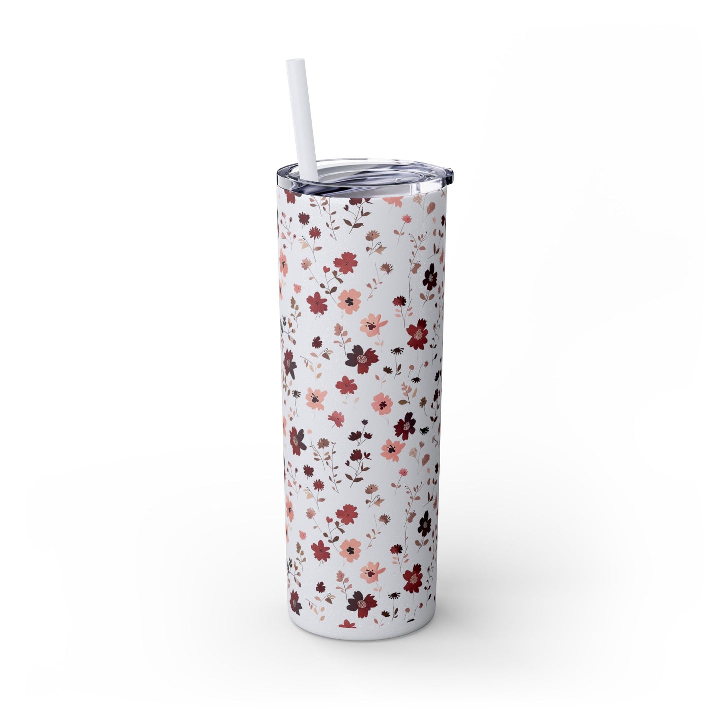 Floral Skinny Tumbler 20oz – Pink Blossom Straw Cup