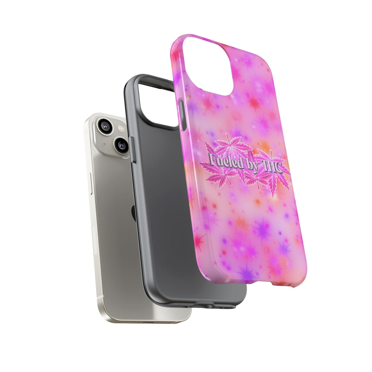 Fueled by THC Phone Case — Pink Cannabis Leaf Protective Case