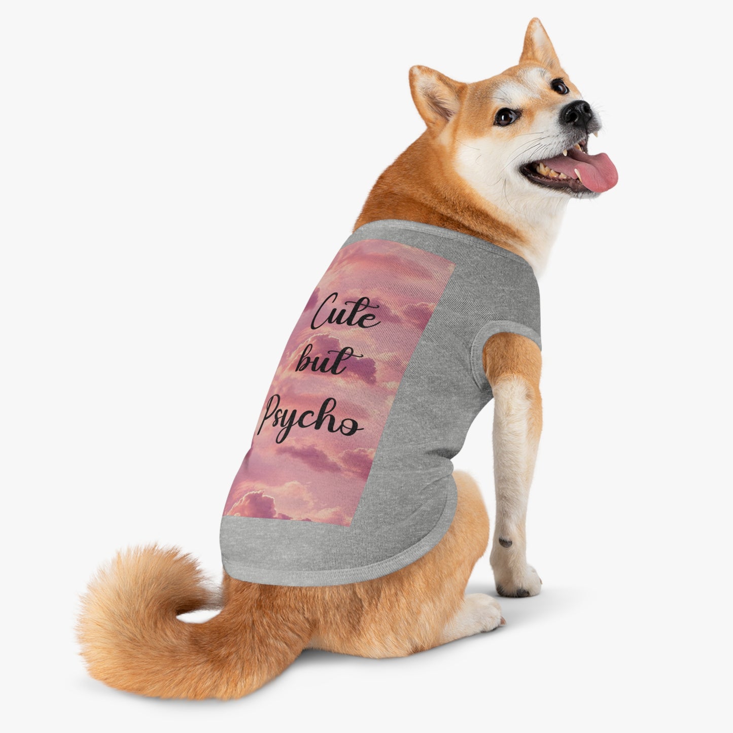 Pet Tank Top - "Cute But Psycho" Pink Cloud Graphic