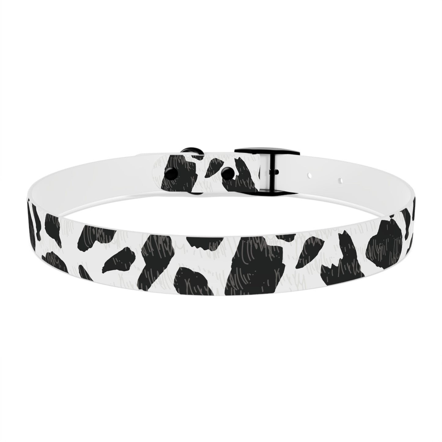 Cow Print Dog Collar — Black & White Spot Pattern