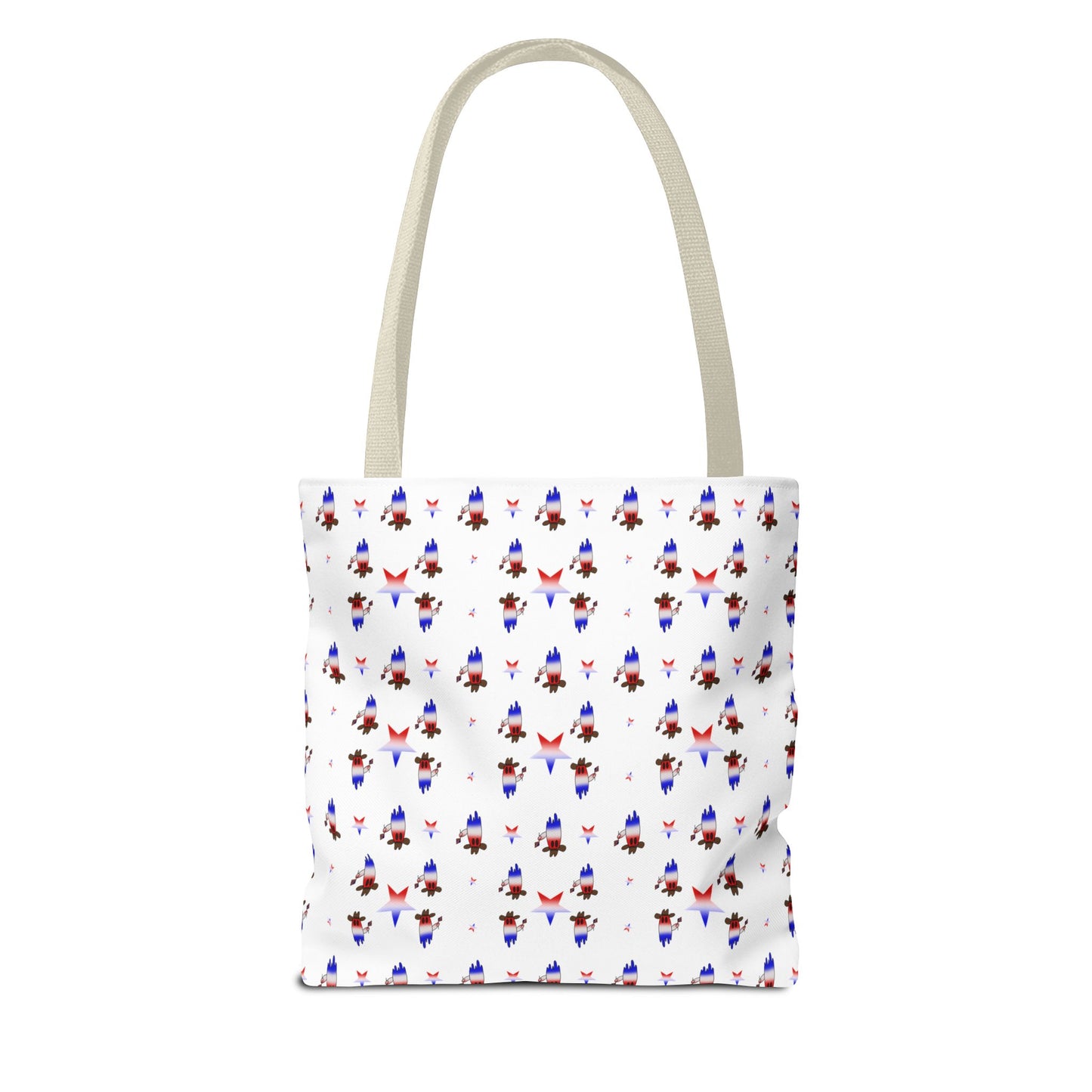 Patriotic Ghost Pattern Tote Bag – Red White Blue All-Over Print