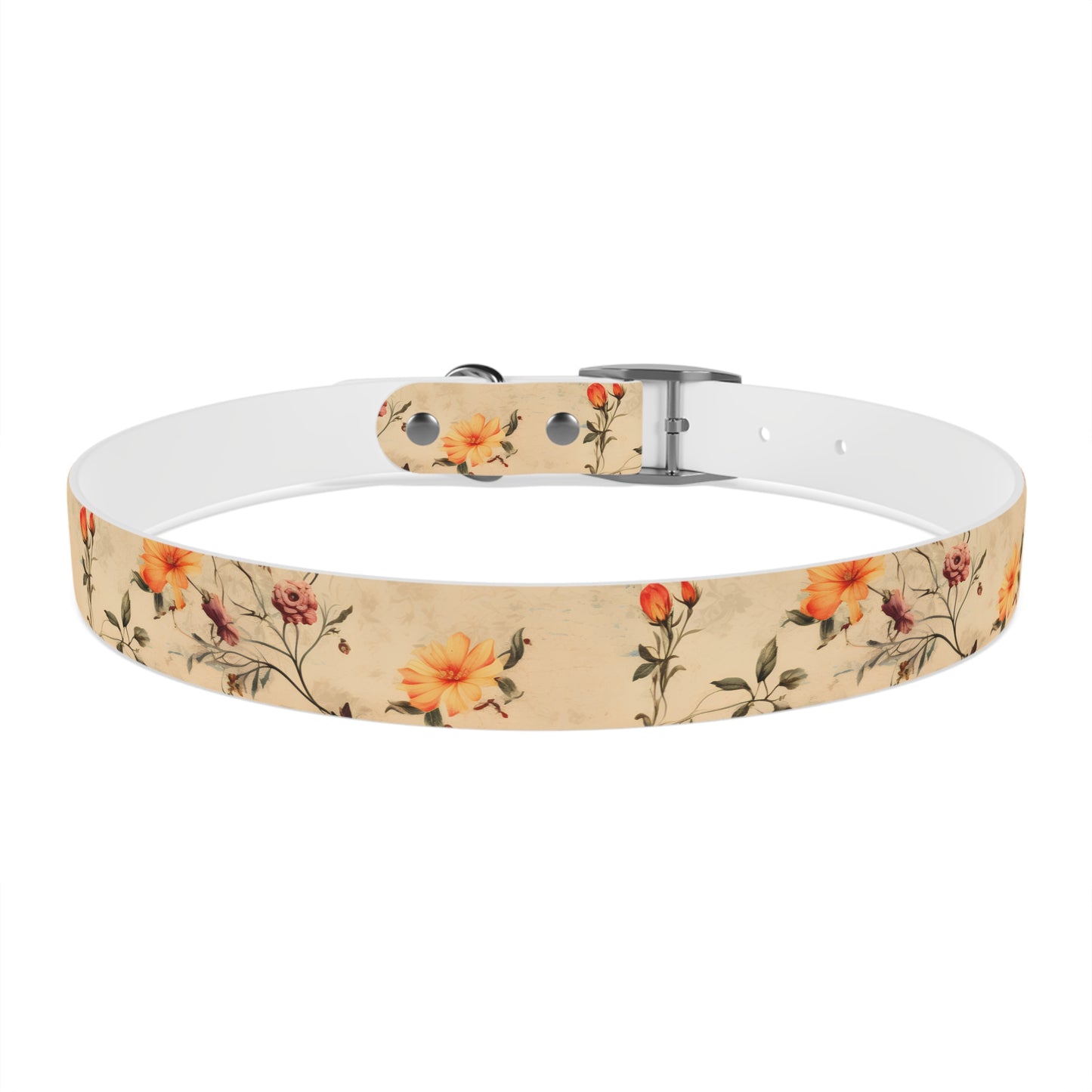 Floral Vintage Dog Collar – Peach Rose Print Pet Collar