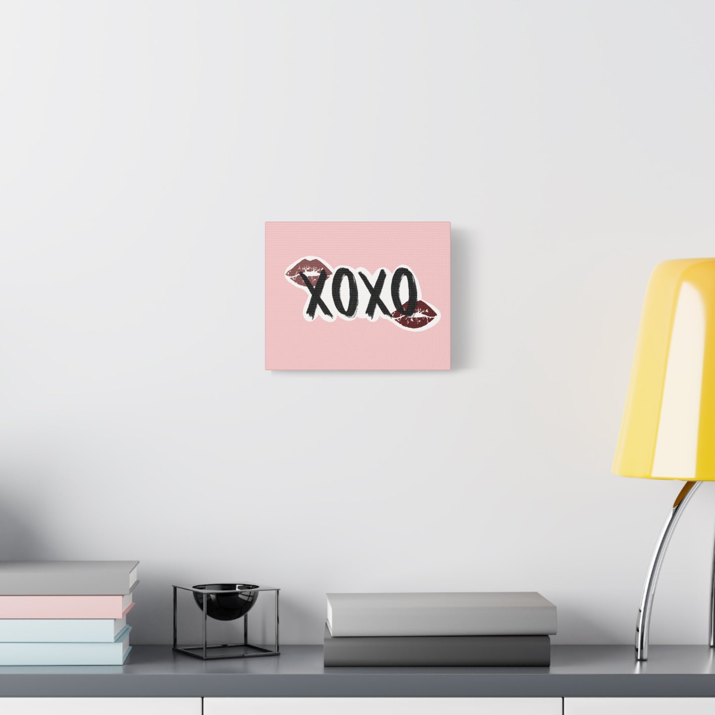 XOXO Kiss Wall Canvas — Pink Romantic Home Décor for Valentine’s Day