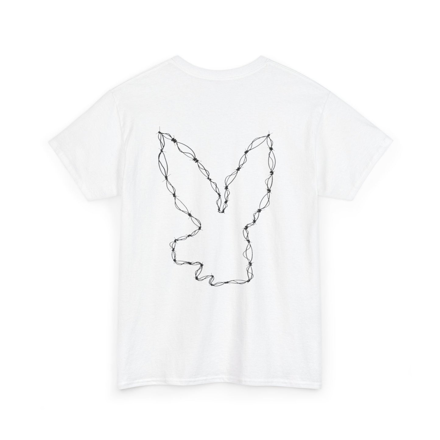 Bunny Outline Tee — Minimal Floral Rabbit Graphic T‑Shirt