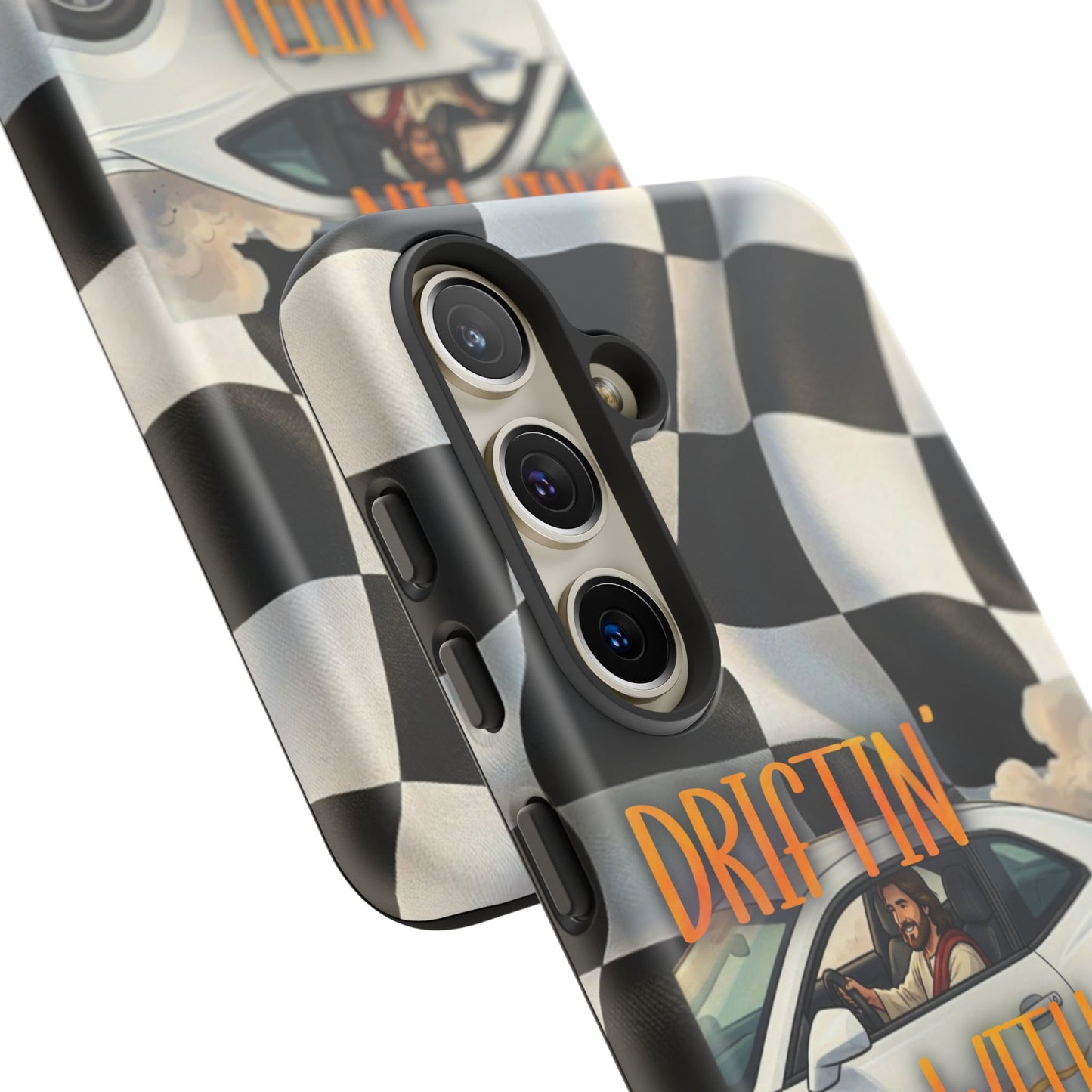 Phone Case — "Driftin' With Jesus" Racing Crosscheck Design - Samsung/ Google phones