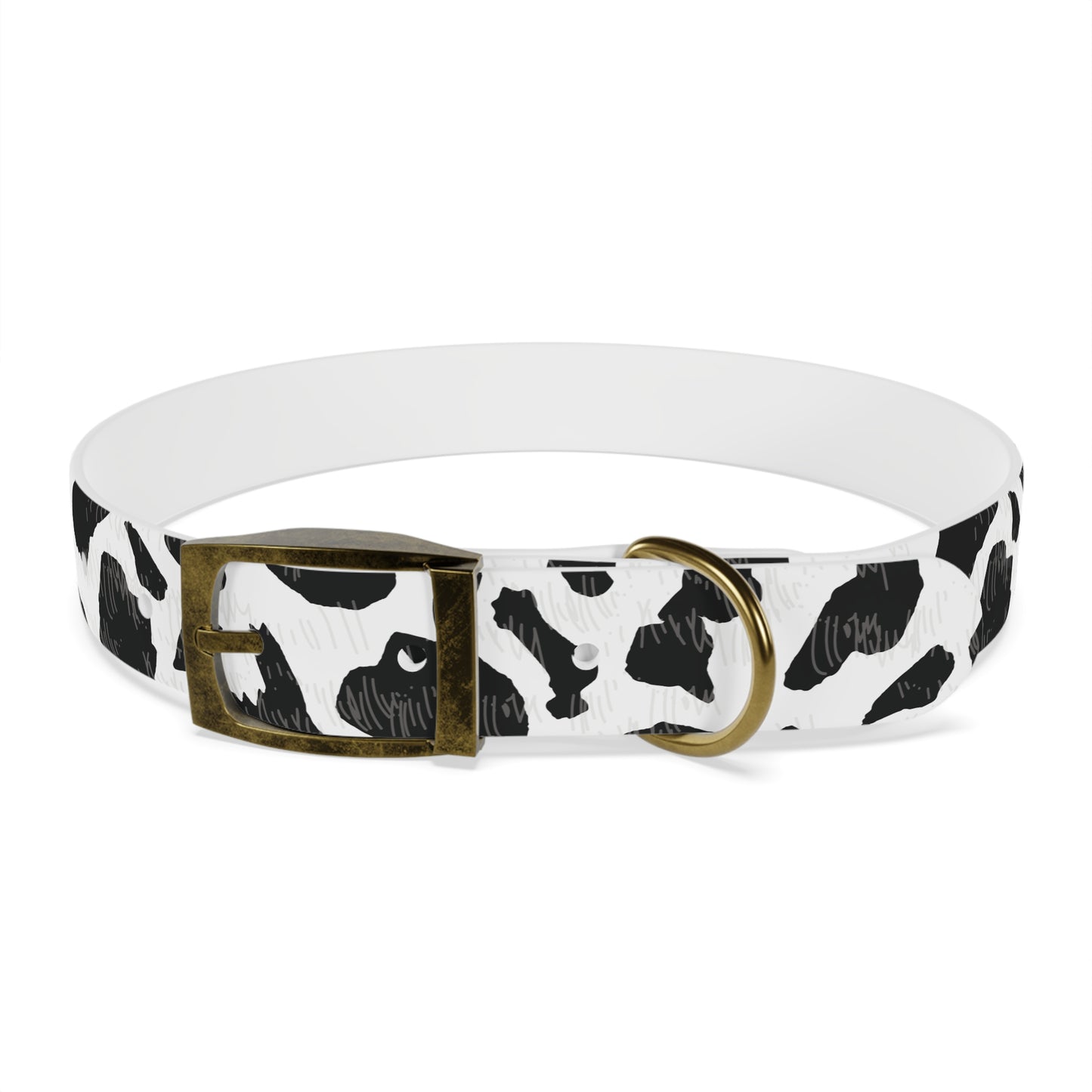 Cow Print Dog Collar — Black & White Spot Pattern