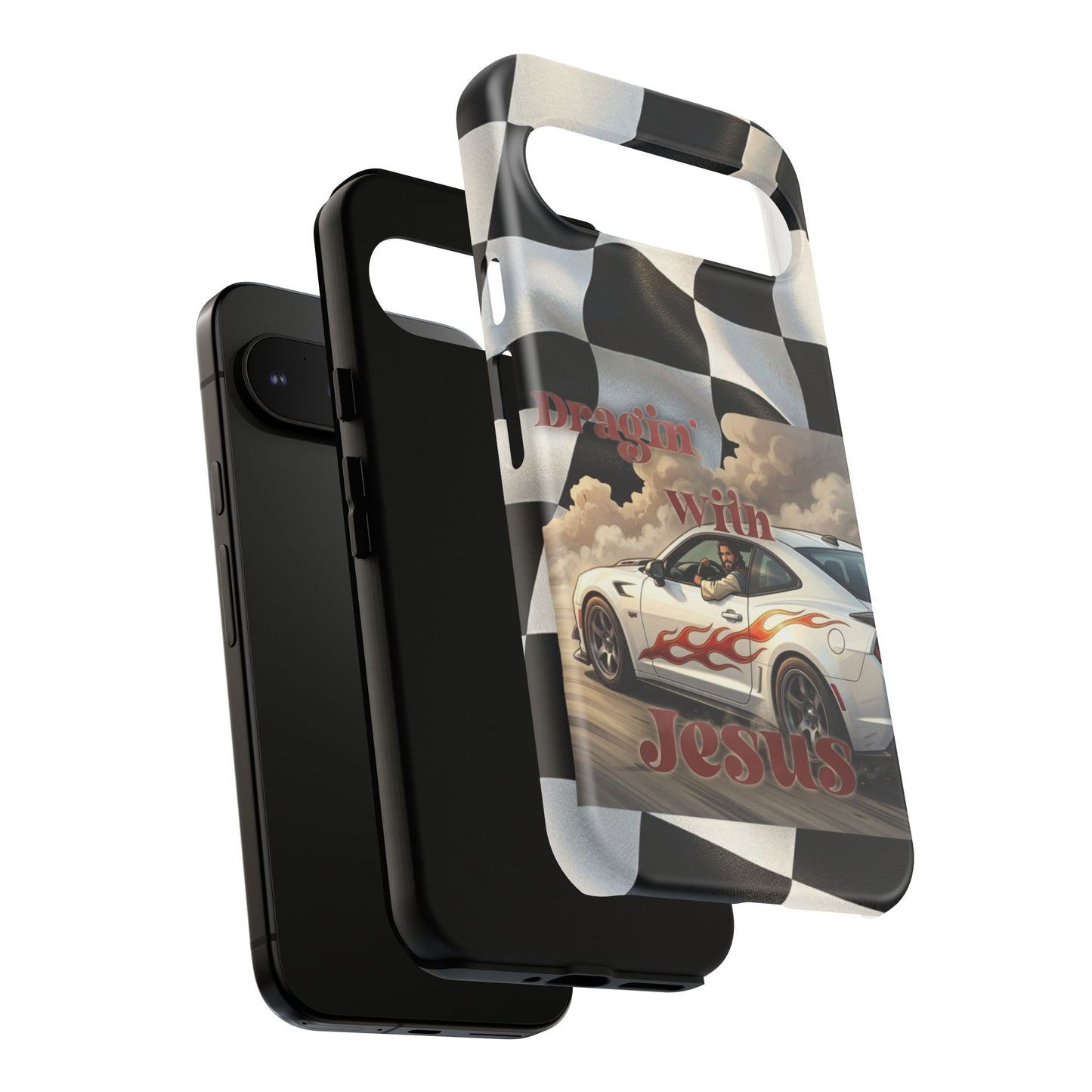 Phone Case — "Dragin' With Jesus" Racing Checkered flag - Samsung / Google phones