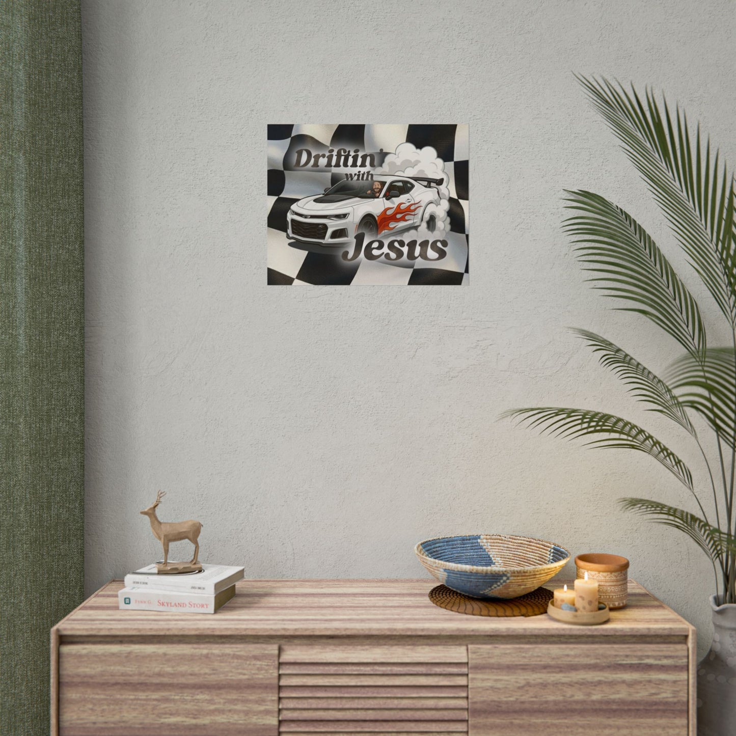 Rolled Poster — "Driftin' with Jesus" Racing Car Wall Art