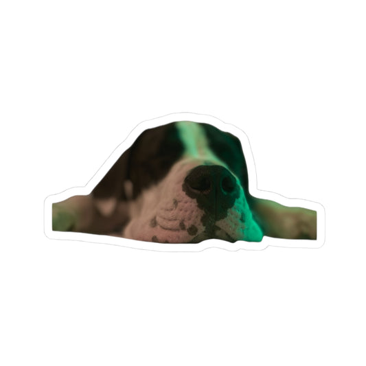 Sleepy Dog Kiss-Cut Sticker — Cute Resting Puppy Laptop Decal