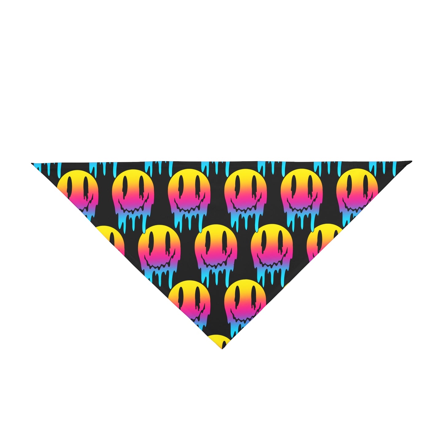 Pet Bandana — Neon Dripping Smiley Pattern