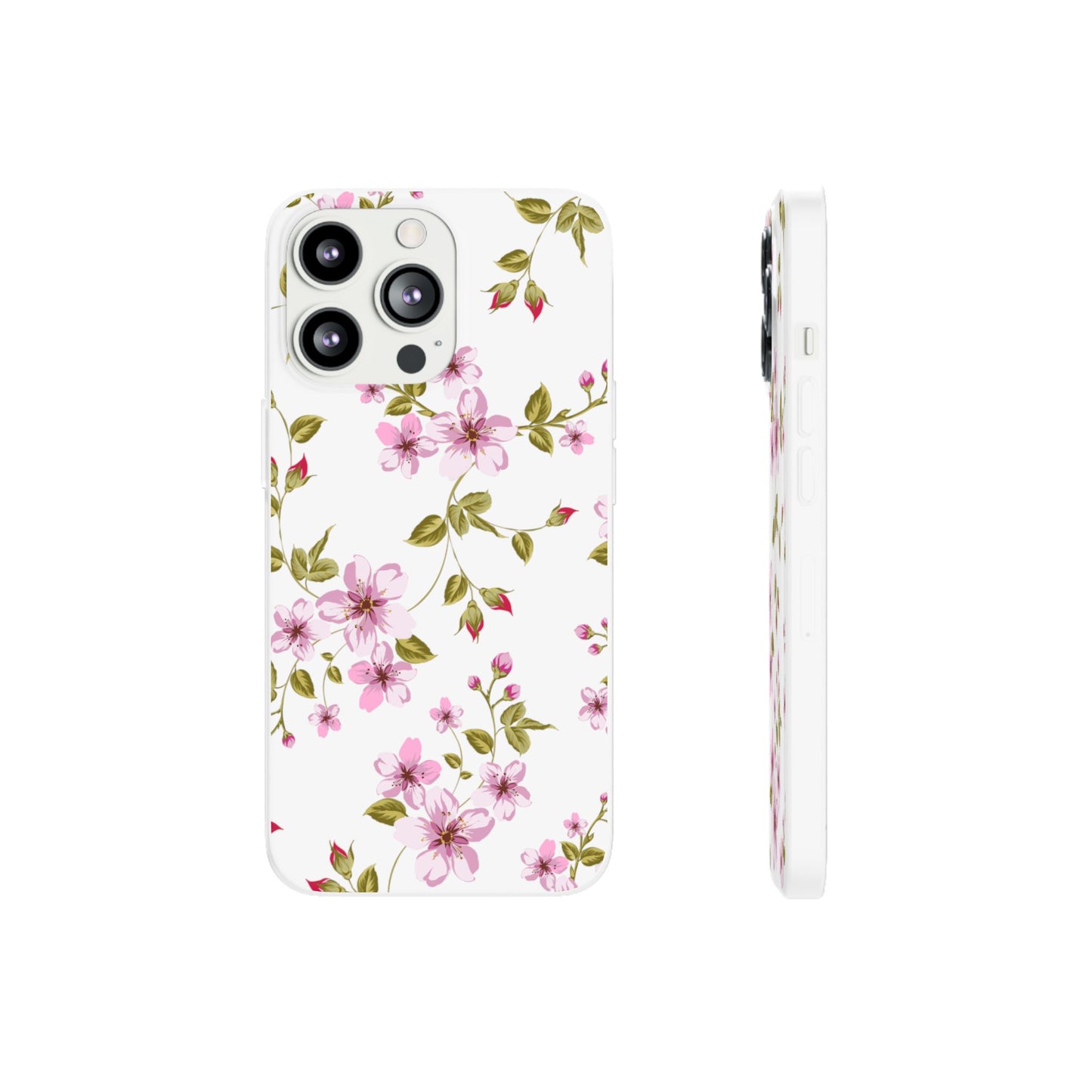 Floral Pink Blossom Flexi Case — Slim Protective Phone Case with Watercolor Cherry Blossom Design