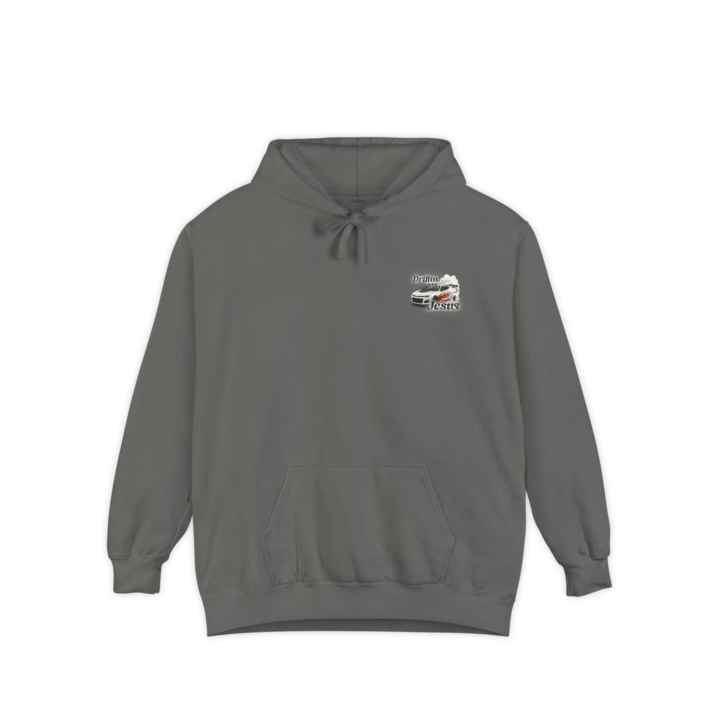 Classic Car Hoodie — Small Chest Graphic “drifting with jesus" Pullover
