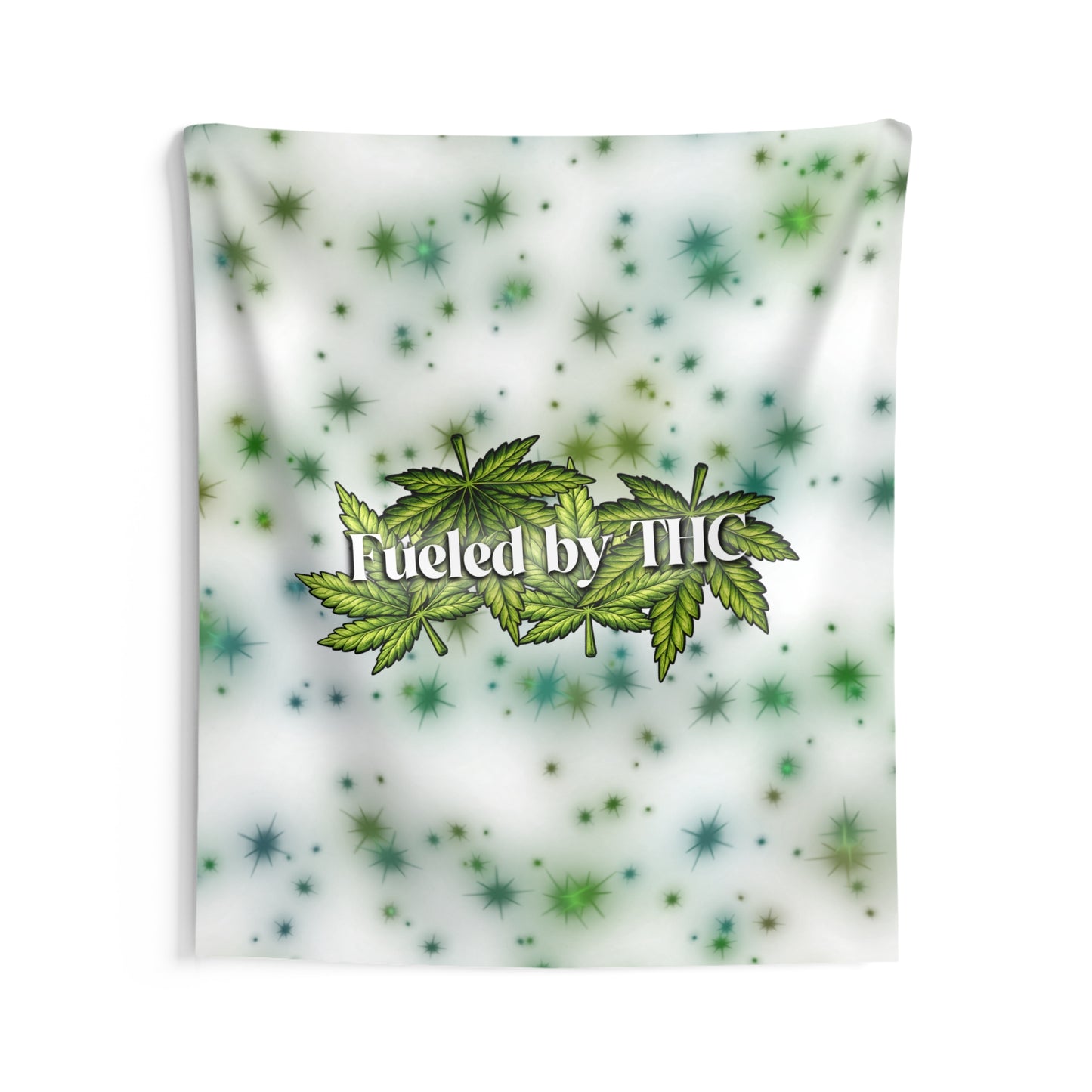 “Fueled by THC” Leaf Wall Tapestry – Cannabis Decor for Dorms & Living Rooms