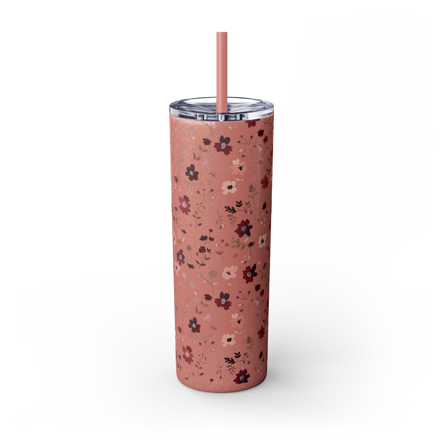 Floral Skinny Tumbler 20oz – Pink Blossom Straw Cup