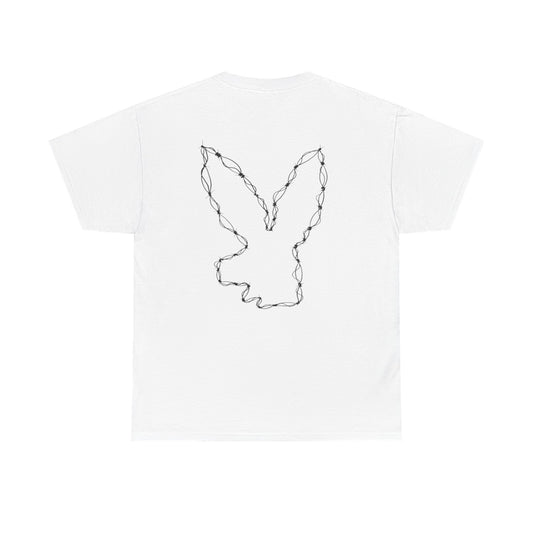 Bunny Outline Tee — Minimal Floral Rabbit Graphic T‑Shirt
