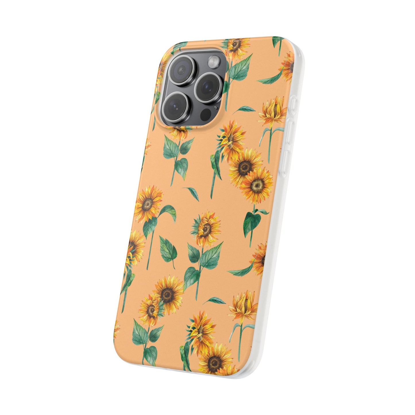 Sunflower Pattern Flexi Case — Floral Phone Case on Peach Background