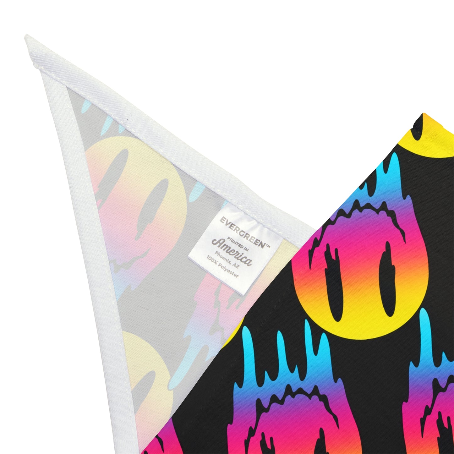 Pet Bandana — Neon Dripping Smiley Pattern
