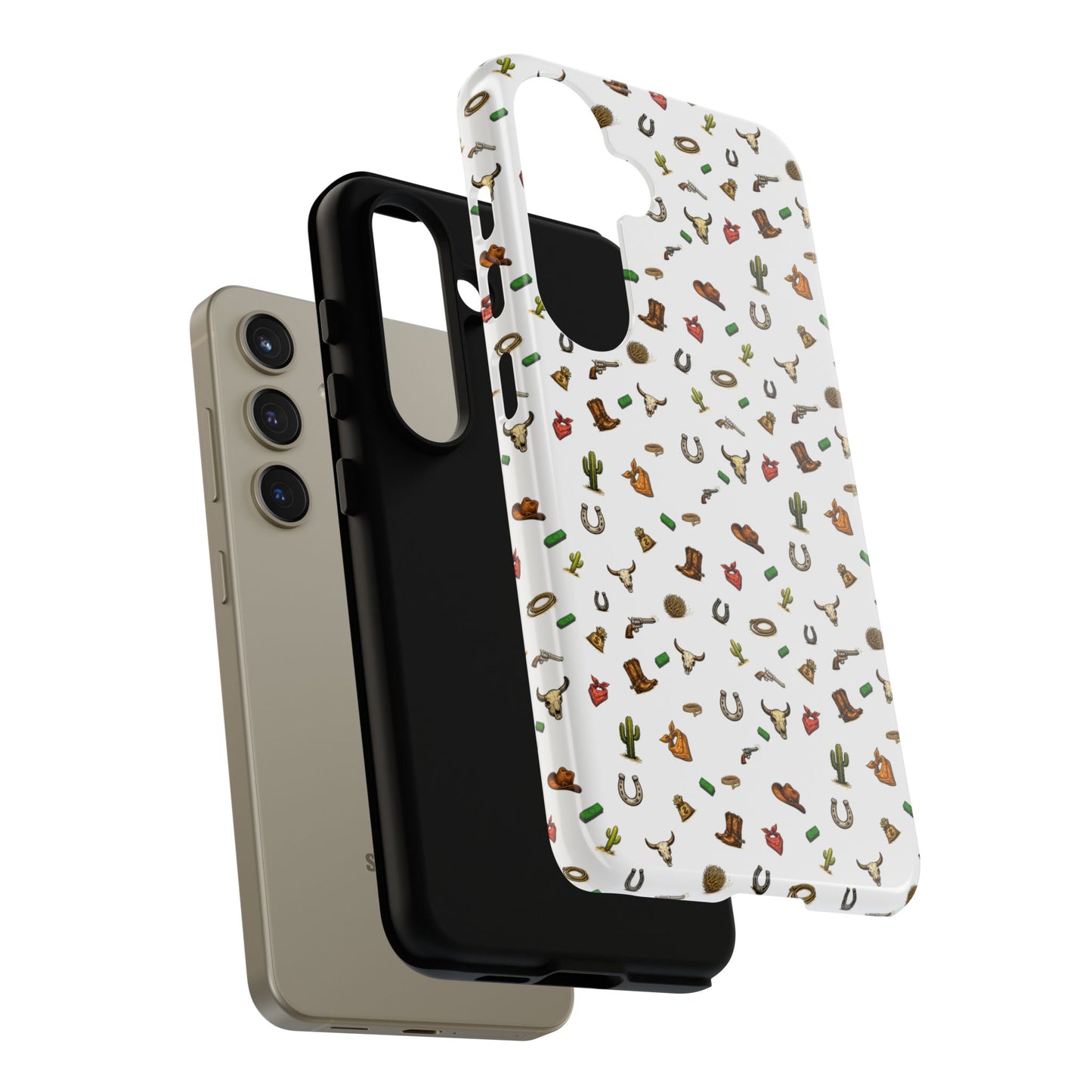 Western Pattern Phone Case — Cowboy Boots, Hats, Horseshoes & Cactus Tough Case
