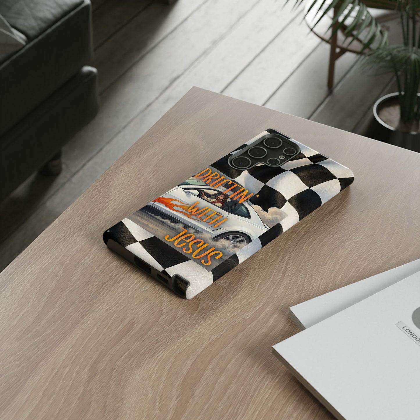 Phone Case — "Driftin' With Jesus" Racing Crosscheck Design - Samsung/ Google phones