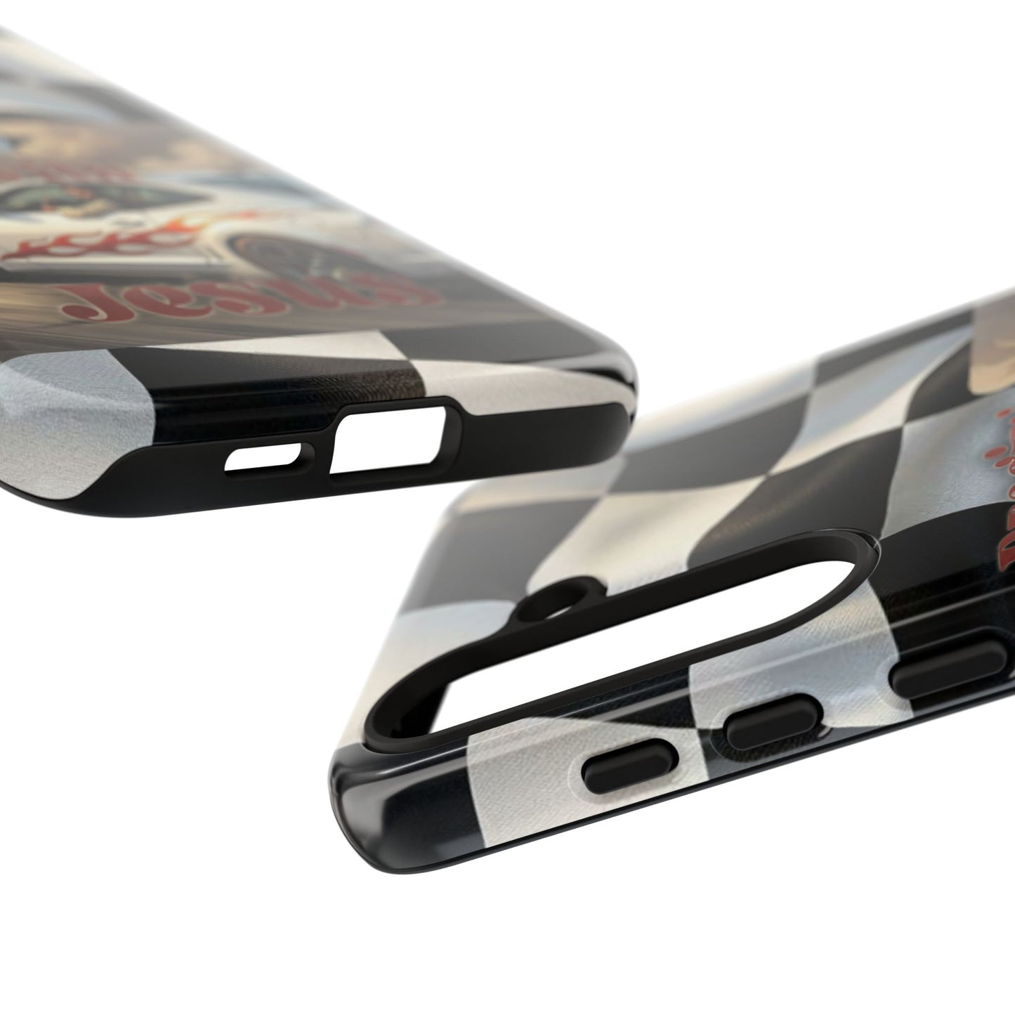 Phone Case — "Dragin' With Jesus" Racing Checkered flag - Samsung / Google phones