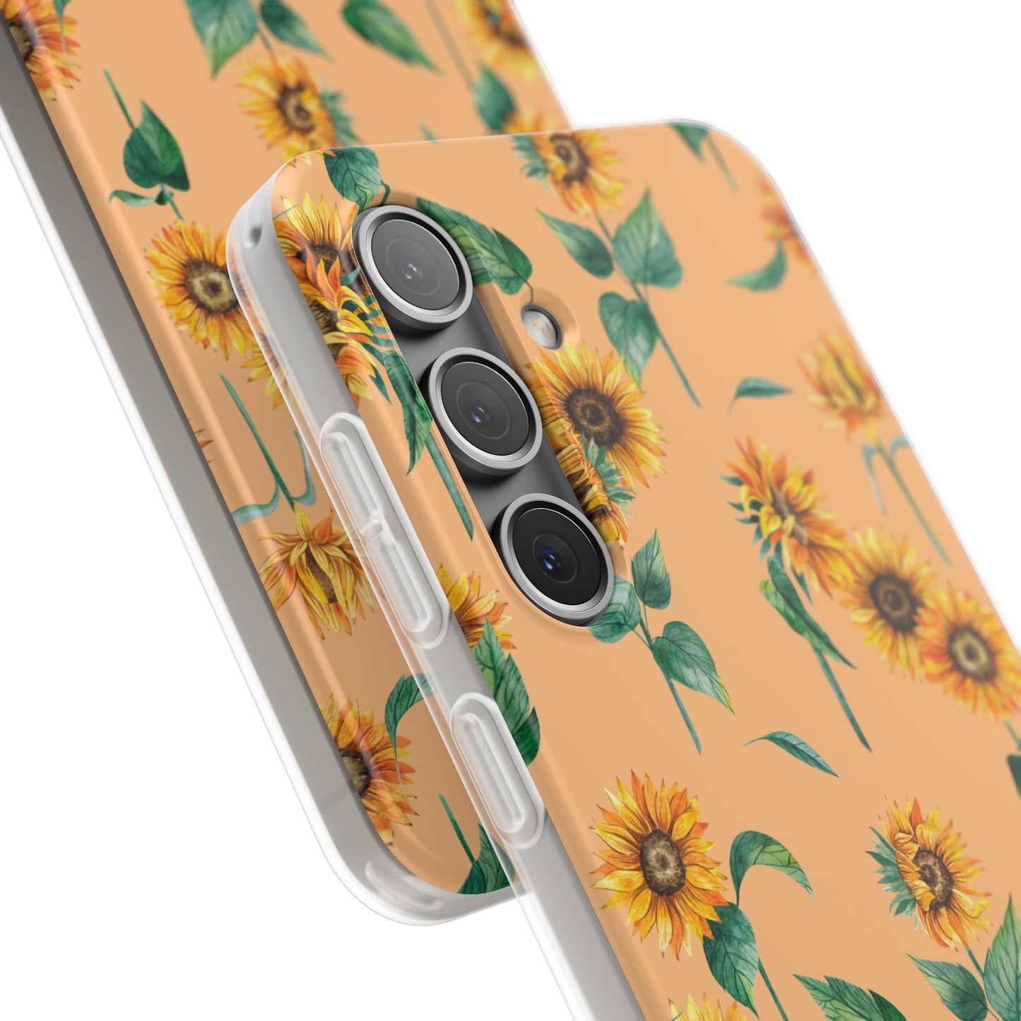 Sunflower Pattern Phone Case — Floral Peach Slim Flexi Case