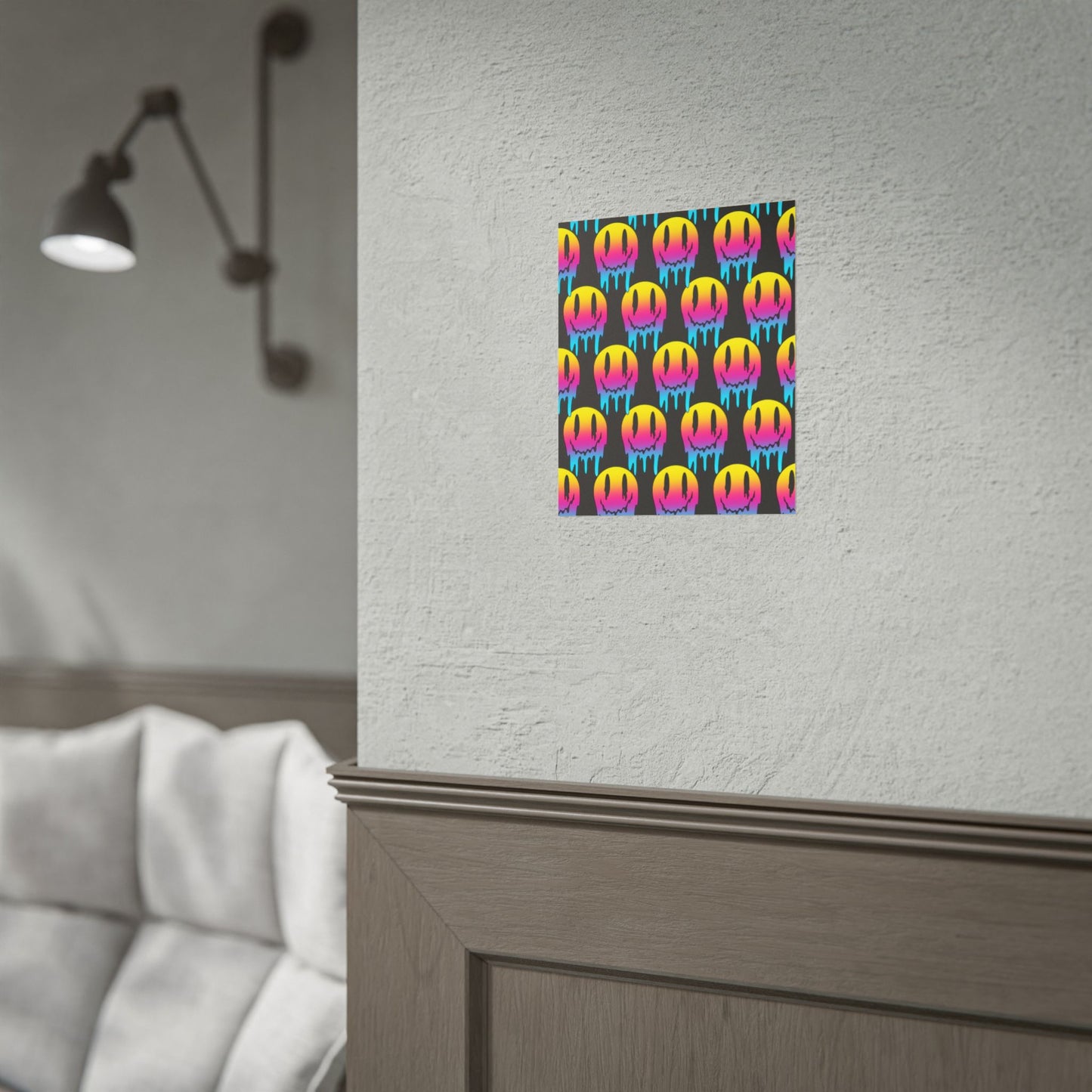 Neon Drip Smiley Poster