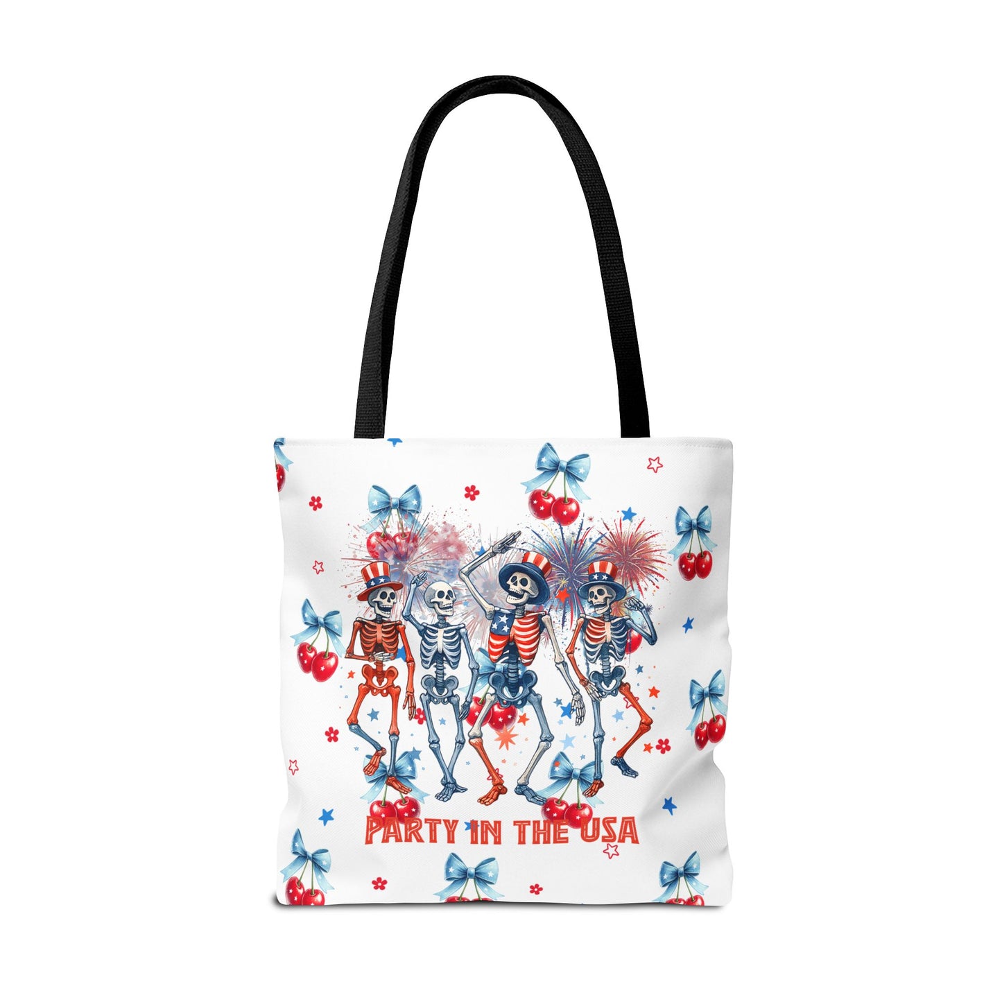Patriotic Skeletons Tote Bag — "Party in the USA" 4th of July All-Over Print