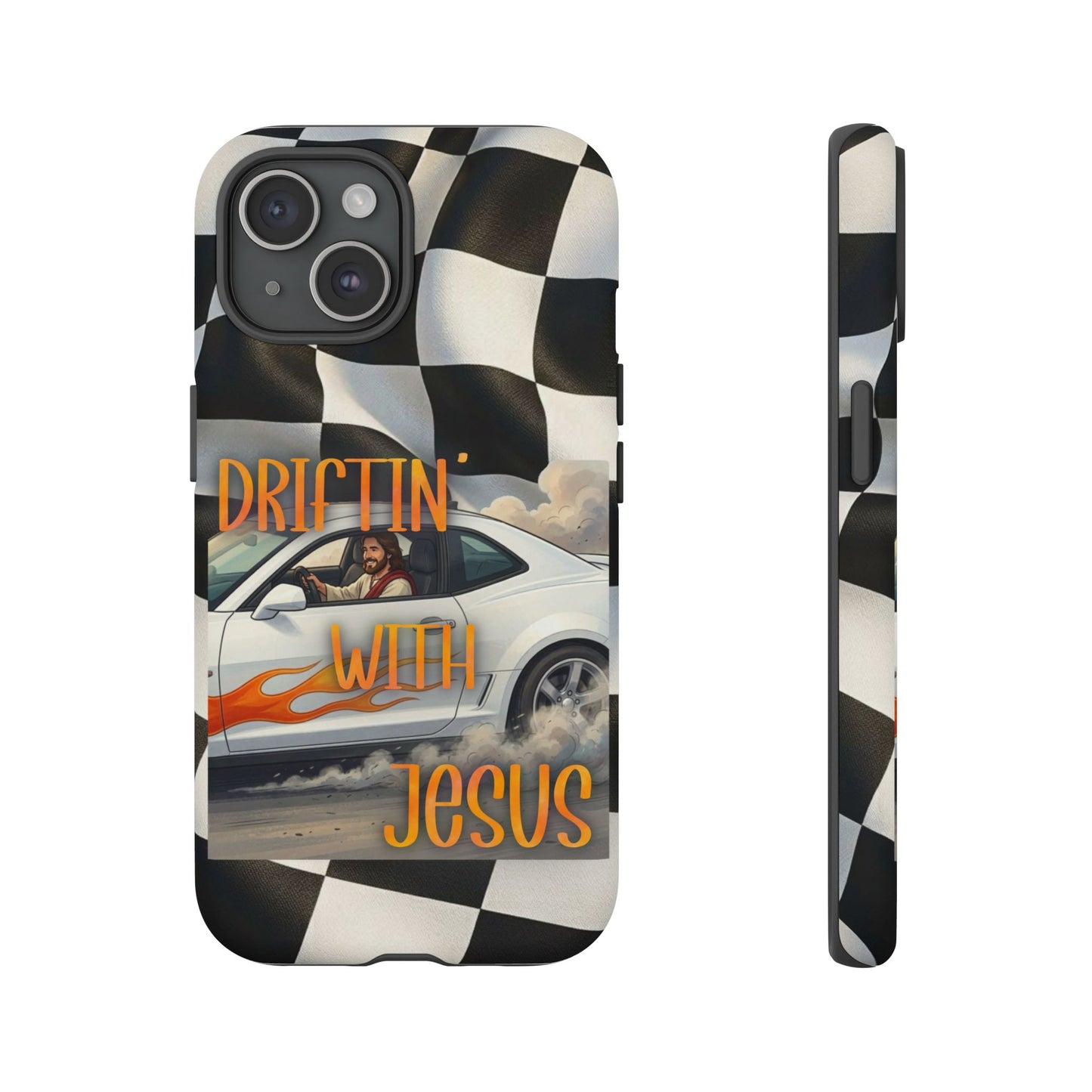 Phone Case — "Driftin' with Jesus" Racing Flag Design- iPhone