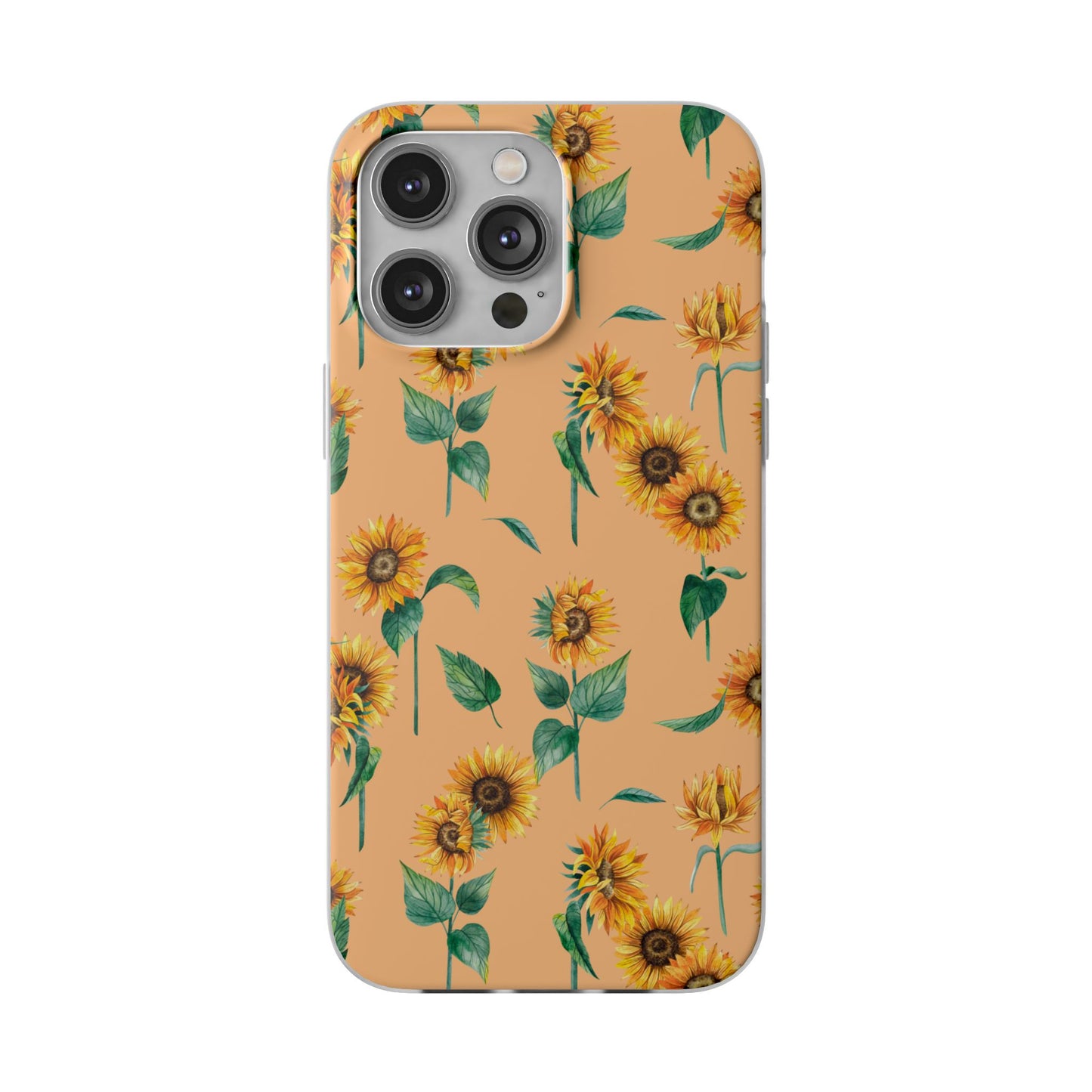 Sunflower Pattern Flexi Case — Floral Phone Case on Peach Background