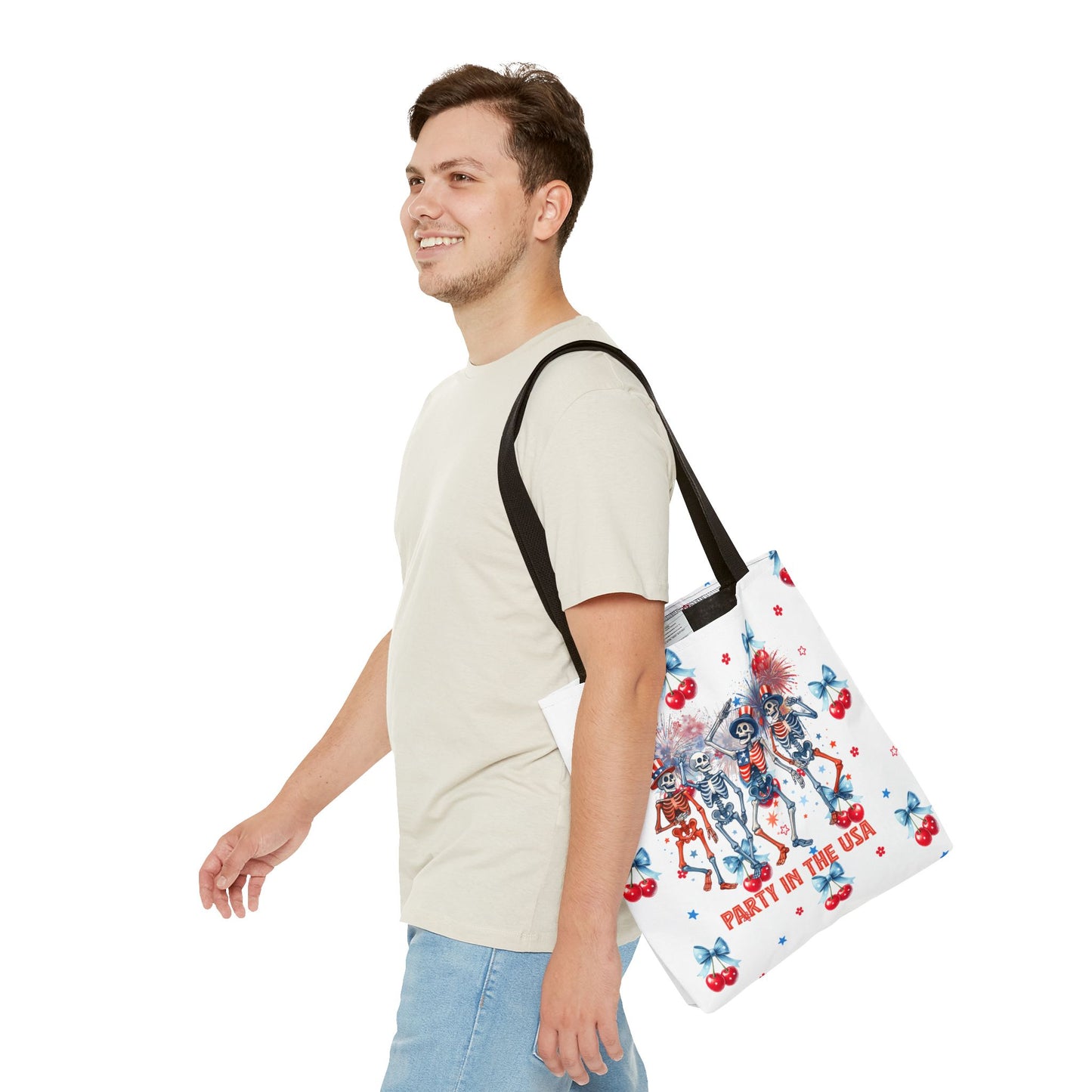 Patriotic Skeletons Tote Bag — "Party in the USA" 4th of July All-Over Print