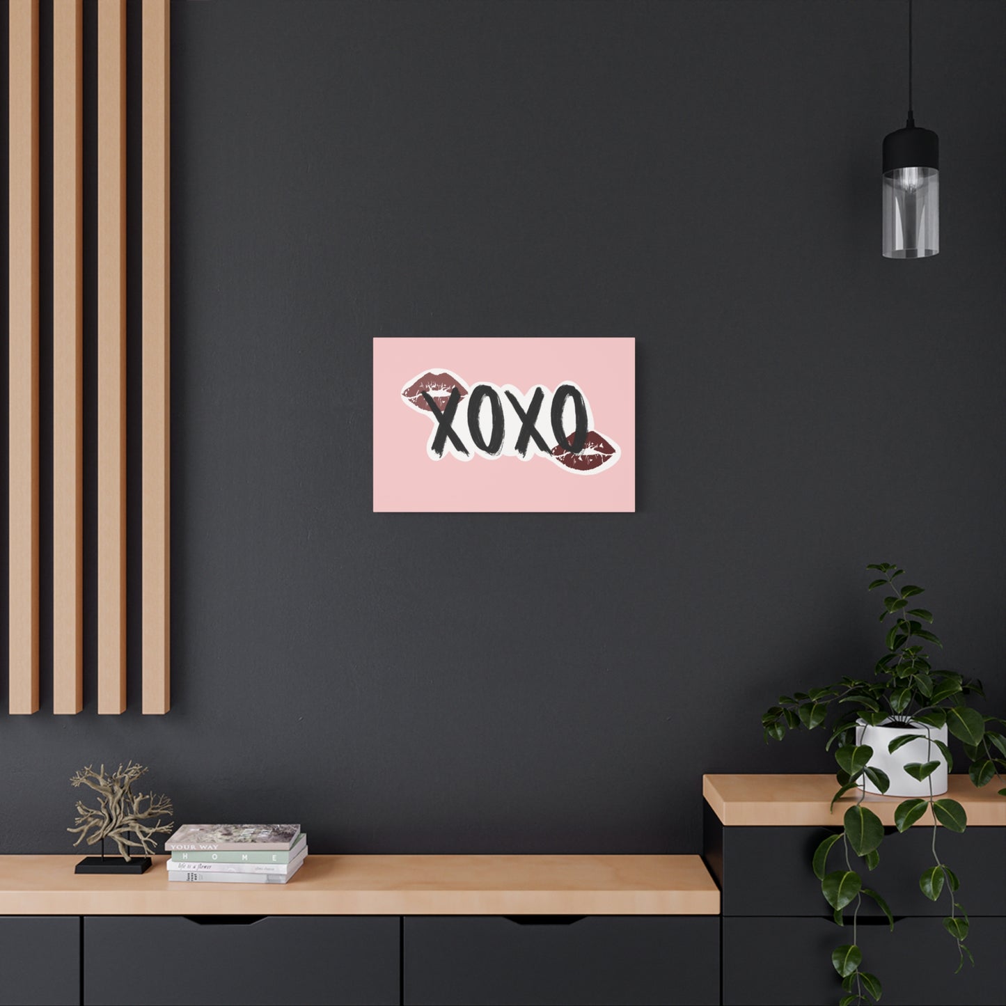 XOXO Kiss Wall Canvas — Pink Romantic Home Décor for Valentine’s Day