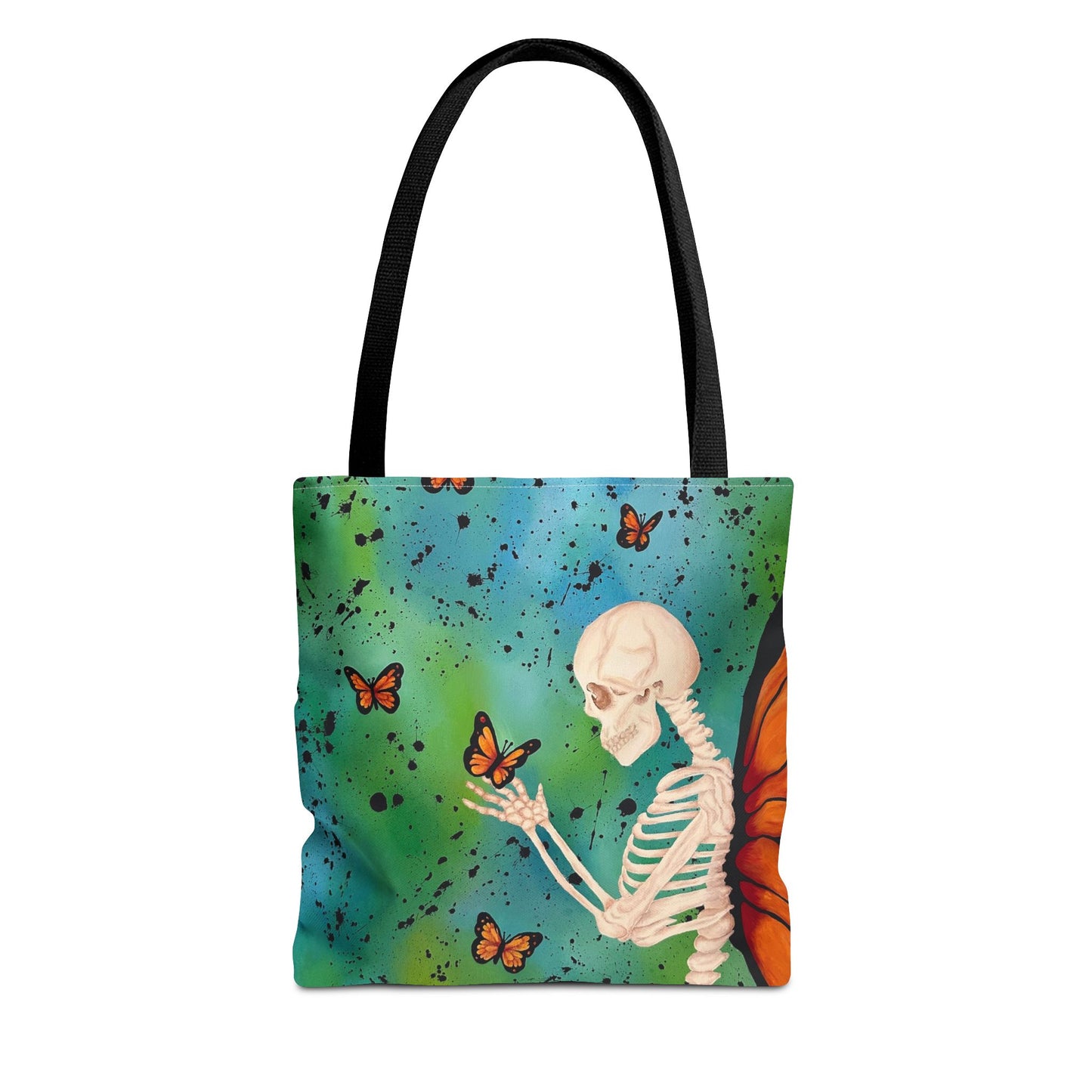 Skeleton & Monarch Tote Bag – Butterfly Skull Art Tote