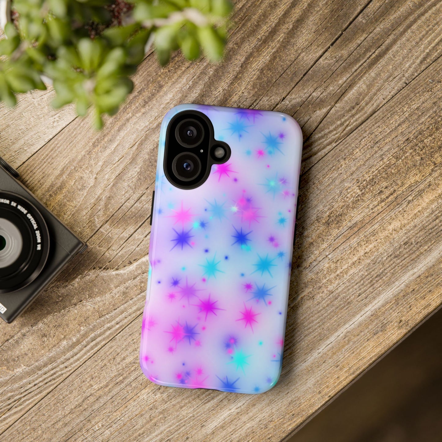 Galaxy Starburst Tough Phone Case — Pastel Pink & Blue Sparkle Protective Cover