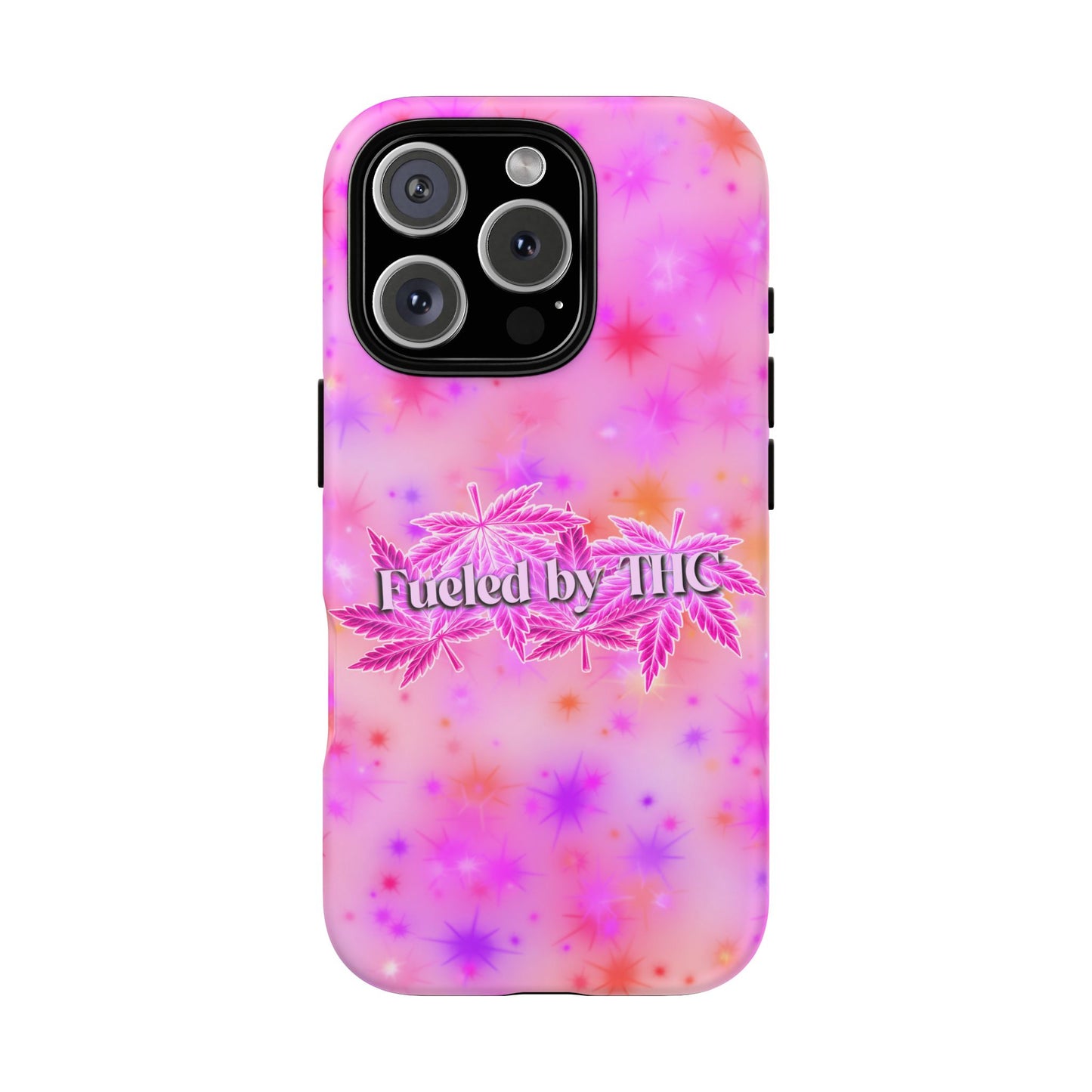 Fueled by THC Phone Case — Pink Cannabis Leaf Protective Case