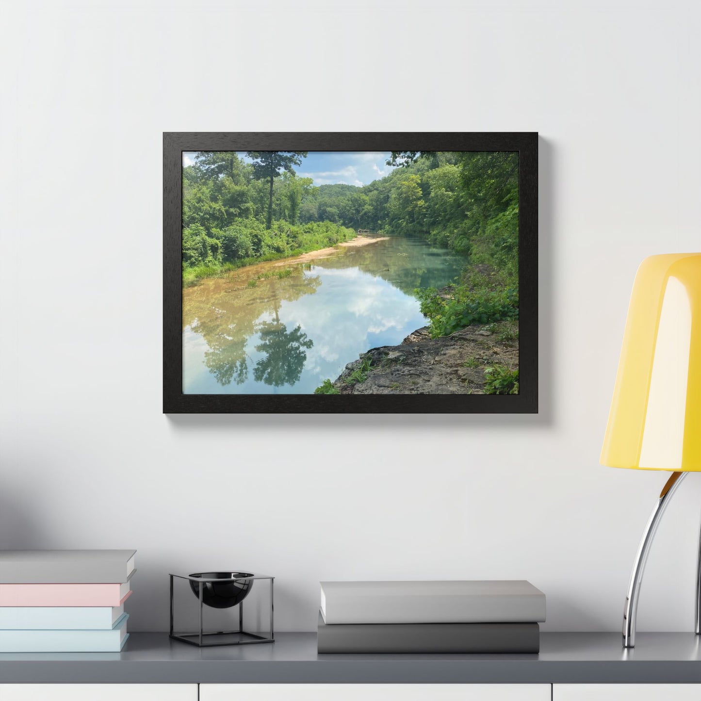 Framed Nature Poster — Serene River Landscape Wall Art