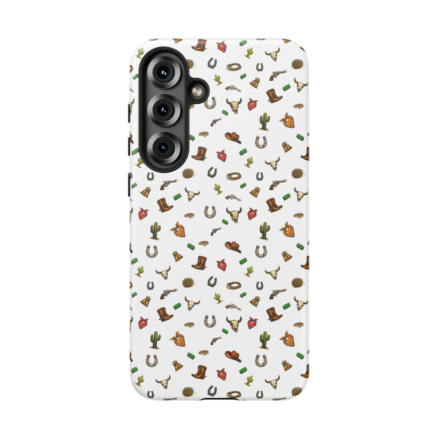 Western Pattern Phone Case — Cowboy Boots, Hats, Horseshoes & Cactus Tough Case