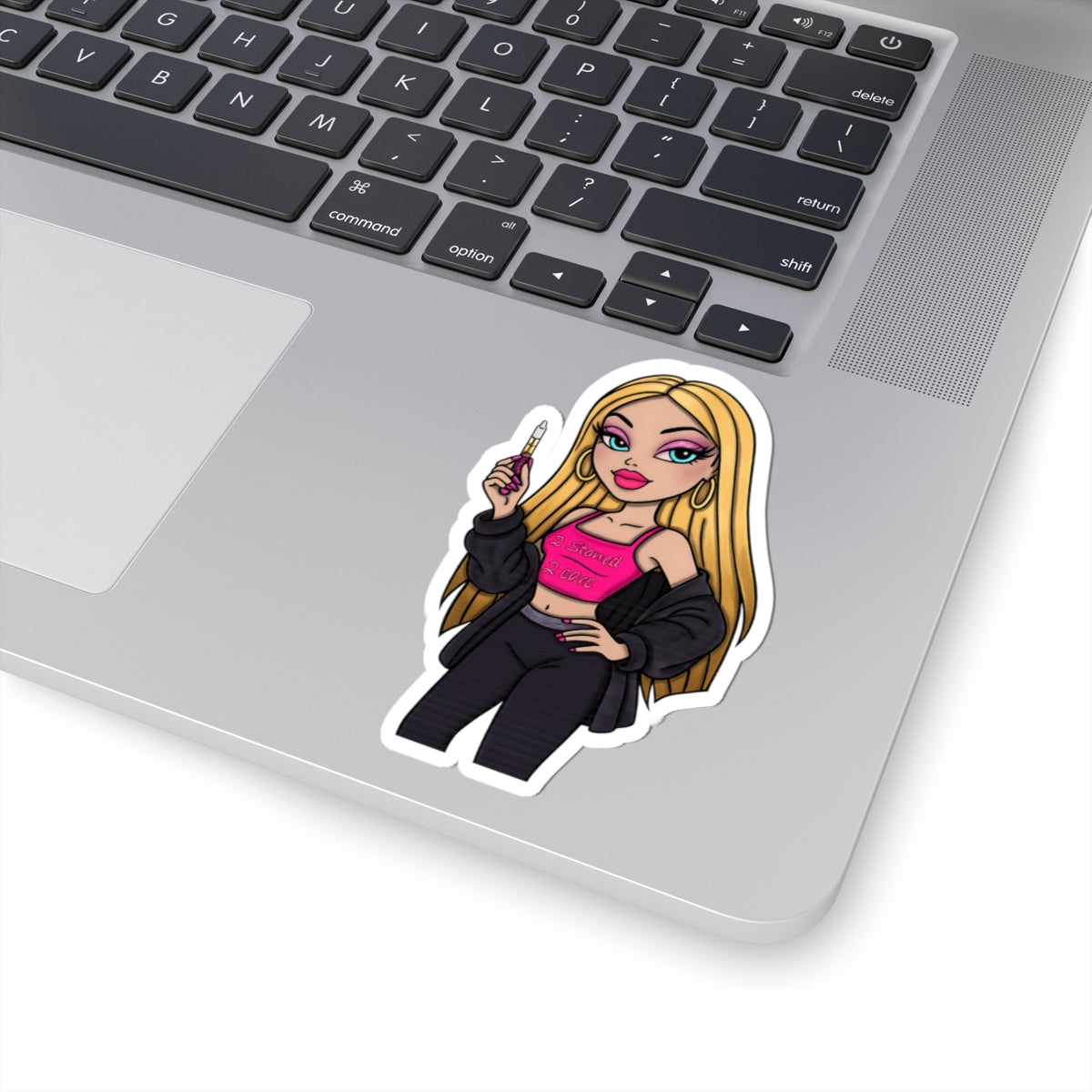 Blonde Bombshell Cosmetic Girl Kiss-Cut Sticker
