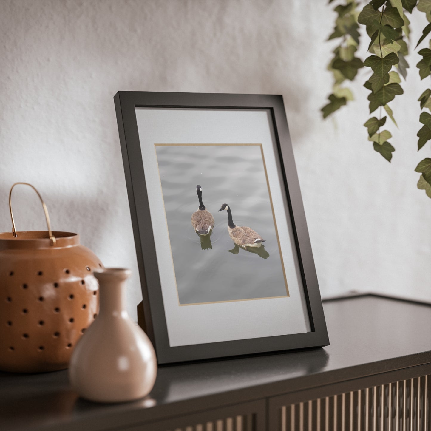 Black Framed Goose Photo Print — Minimal Wildlife Wall Art