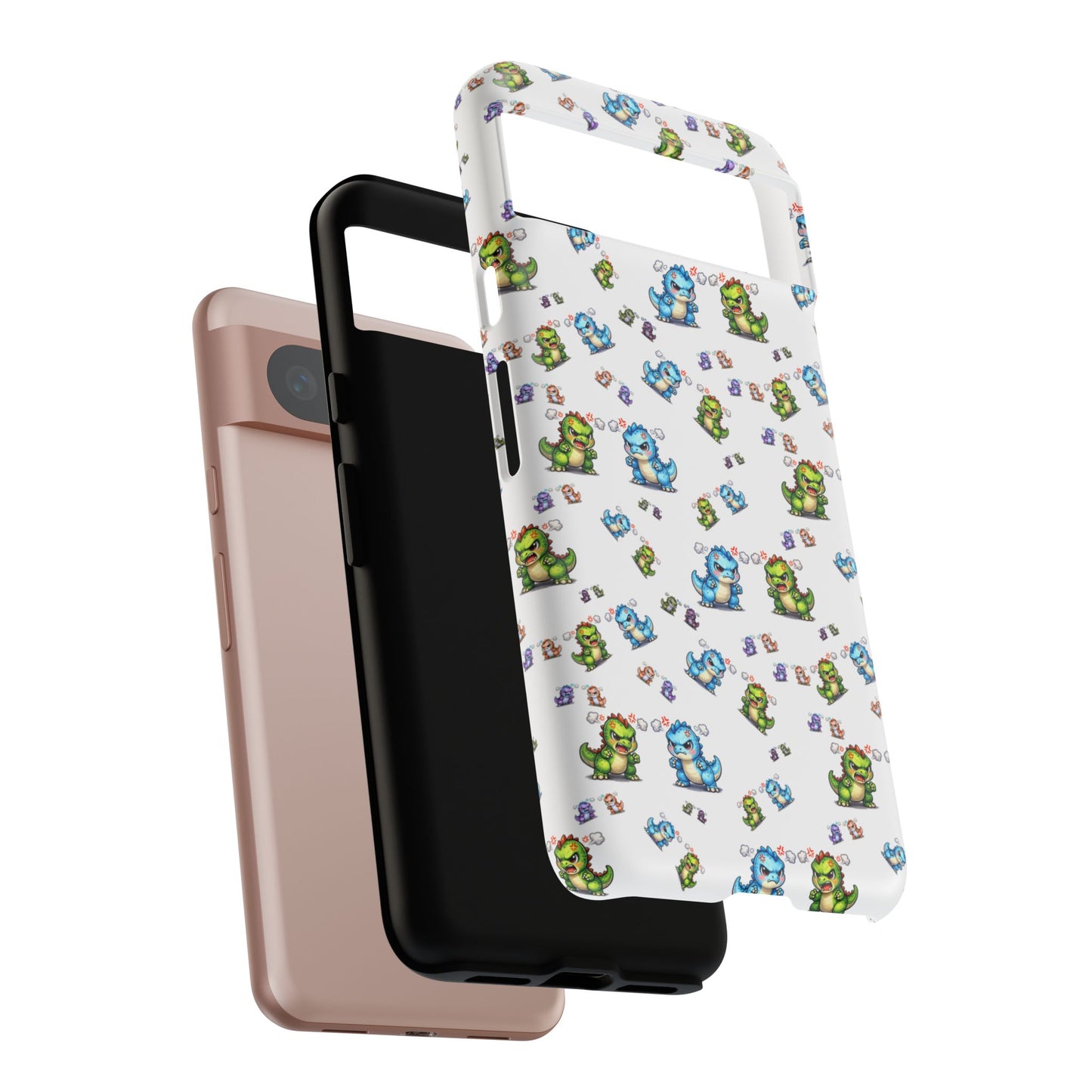 Cute Dino Pattern Phone Case — Playful Cartoon Dinosaur Tough Phone Cover