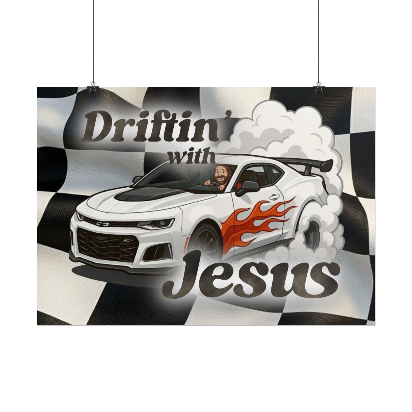 Rolled Poster — "Driftin' with Jesus" Racing Car Wall Art
