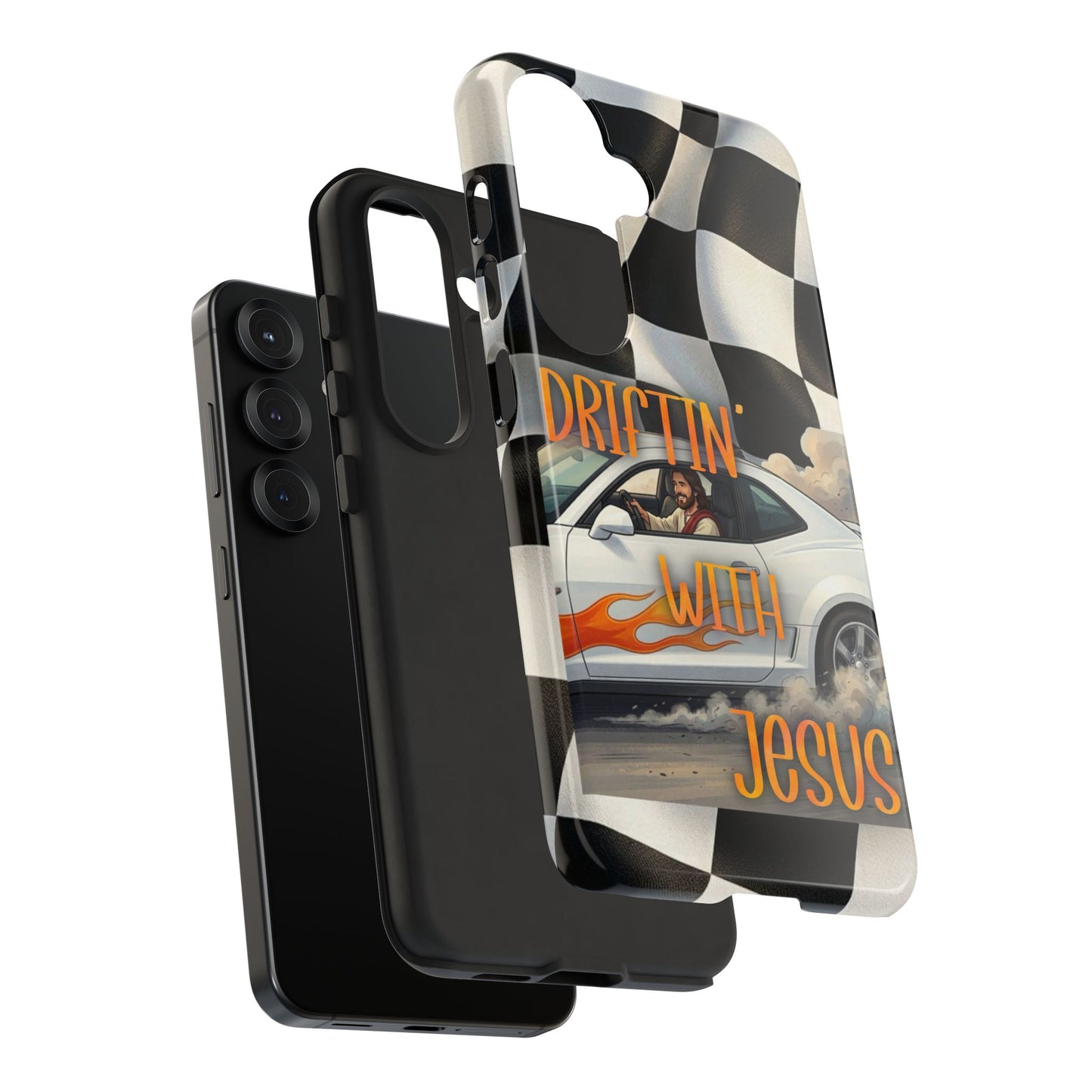 Phone Case — "Driftin' With Jesus" Racing Crosscheck Design - Samsung/ Google phones
