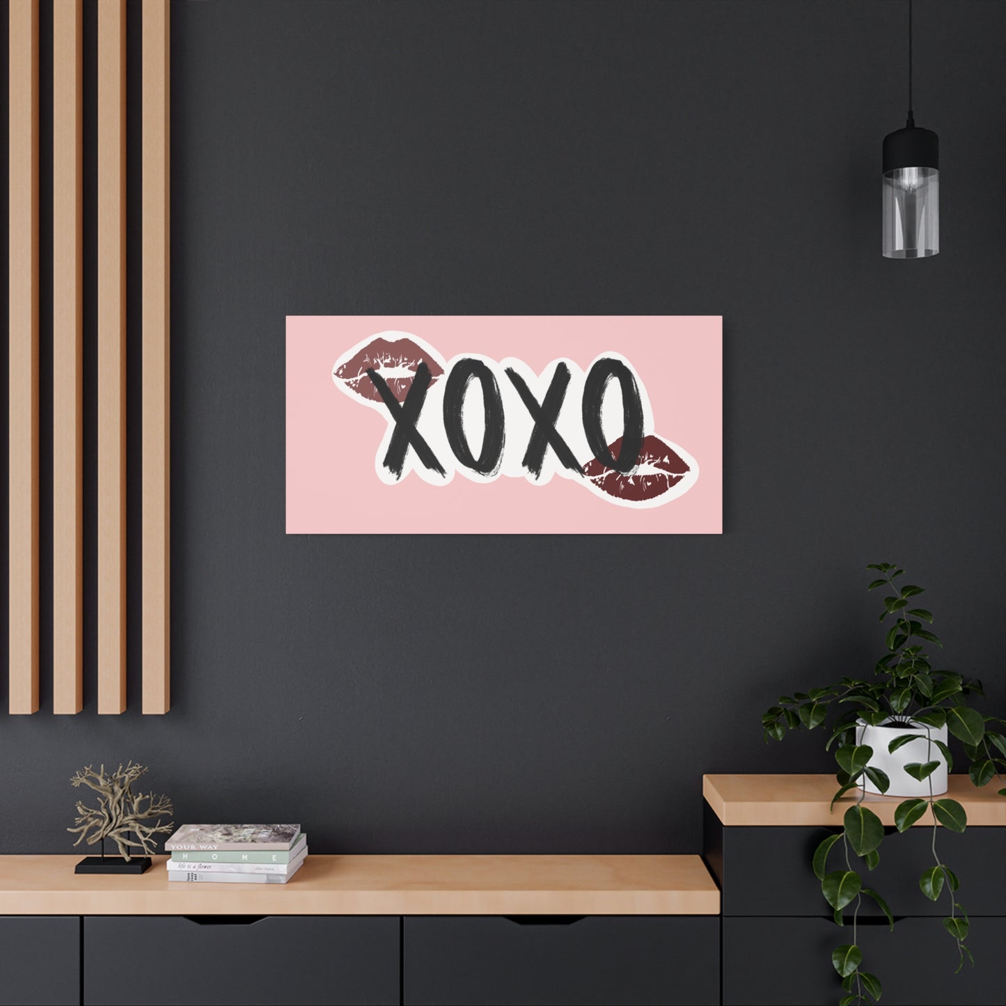 XOXO Kiss Wall Canvas — Pink Romantic Home Décor for Valentine’s Day